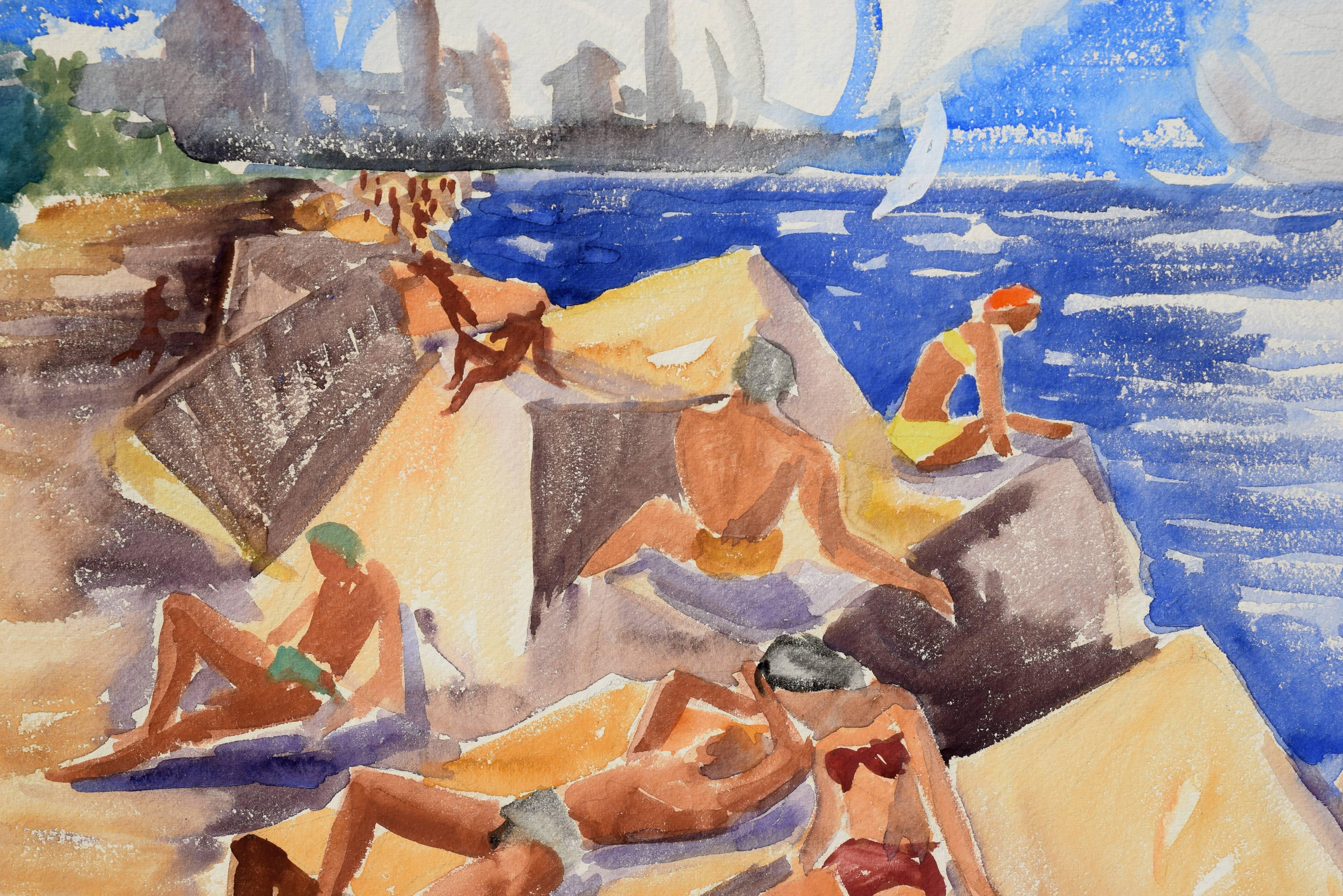 Chicago Bathers Figurative - American Modern Art by Unknown