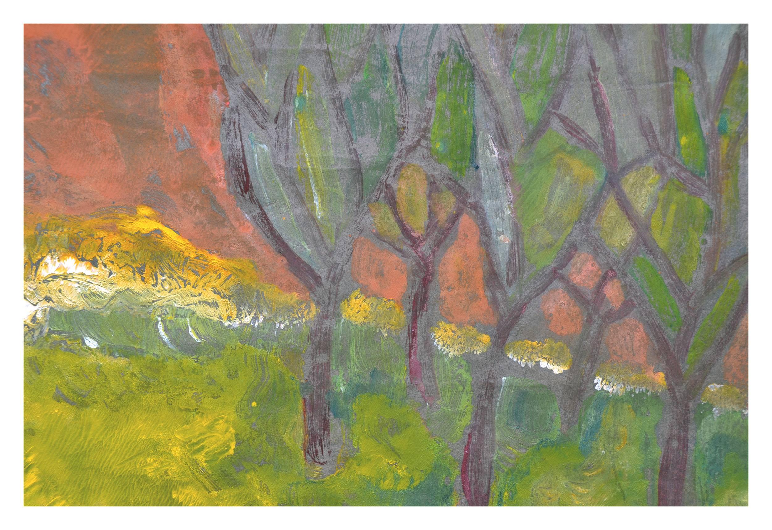 Paesaggio di metà secolo -- I margini della foresta - Landscape Painting Marrone di Fritz Blumenthal