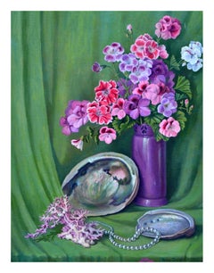 Geranium and Abalone Shell Still Life