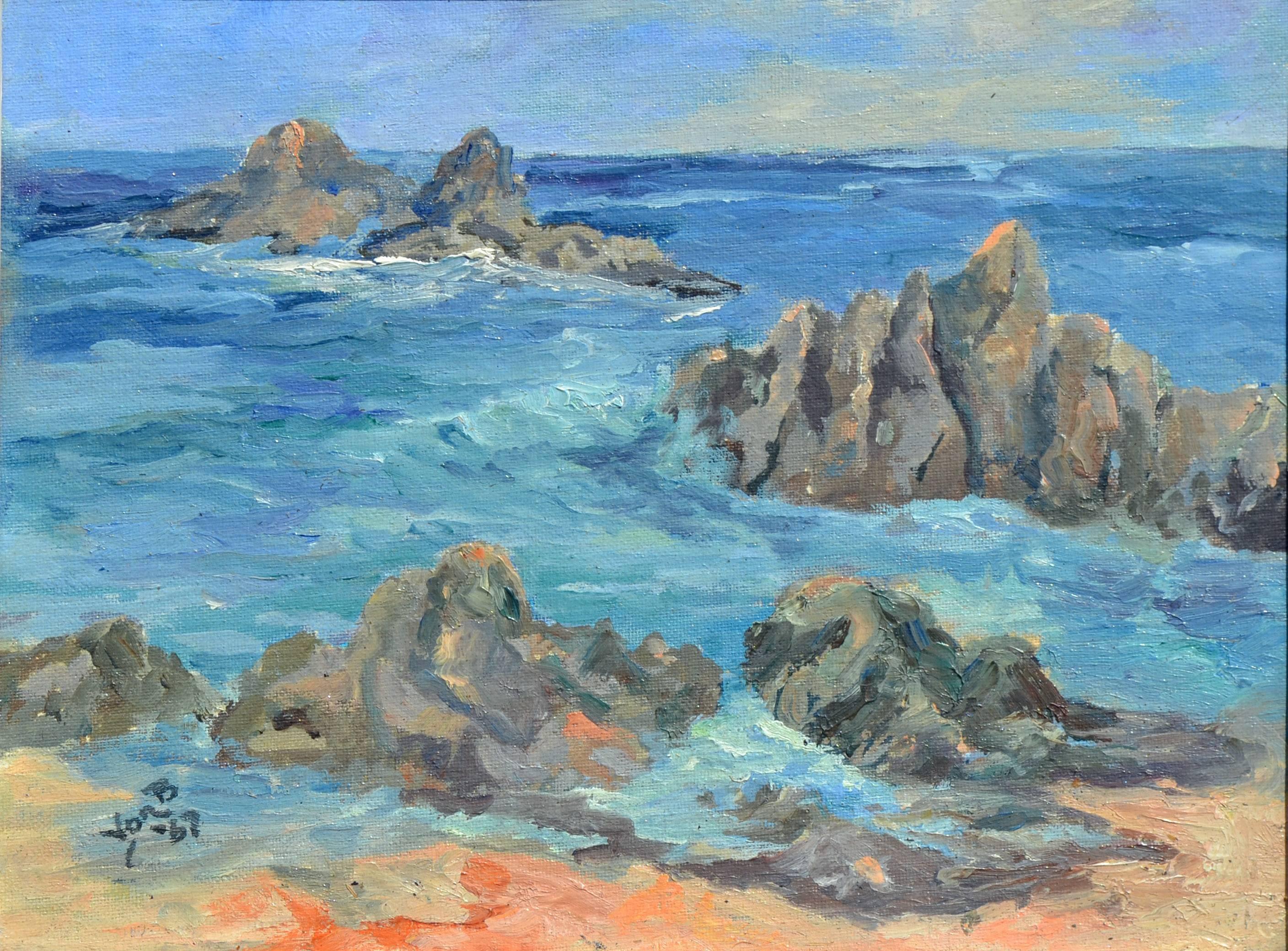 Northern California Big Sur Coast Seascape - Painting by Jon Blanchette
