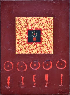 Cerchio rosso e linea astratta