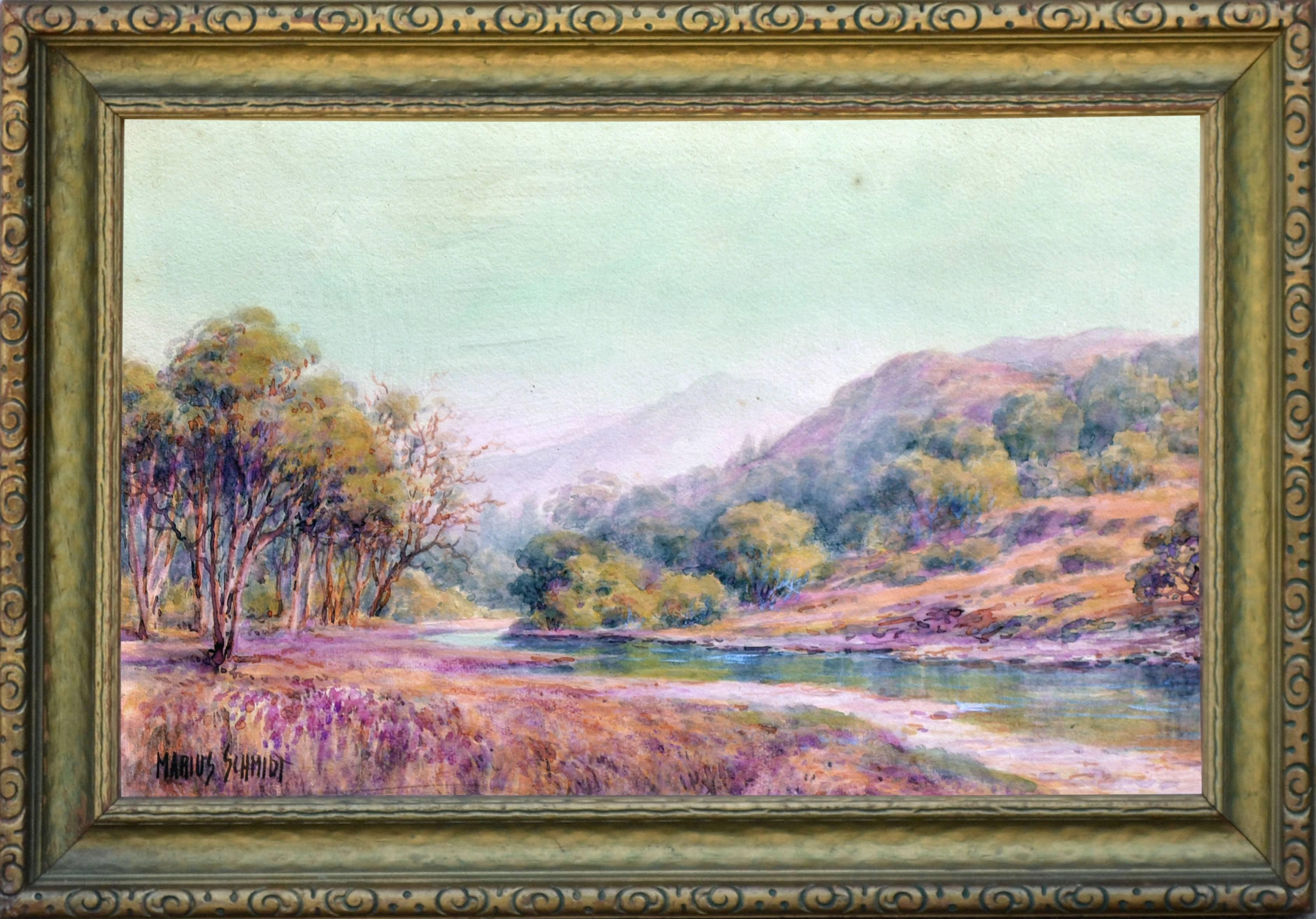 Marius Schmidt Landscape Painting - Alameda River Below Mt. Tamalpais - Early 20th Century Landscape 