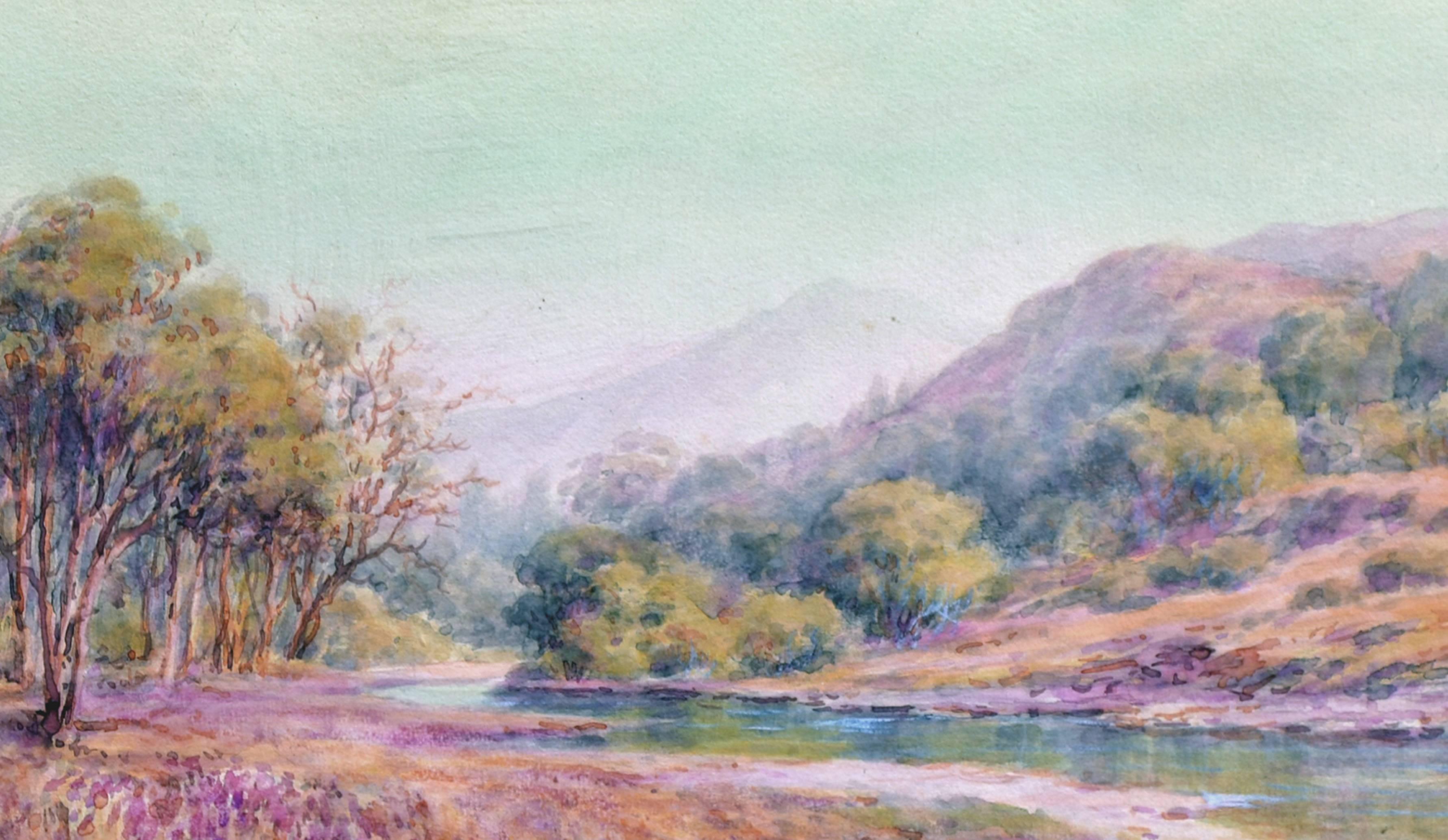 Il fiume Alameda sotto il monte Tamalpais - Paesaggio dei primi del Novecento - Painting Impressionismo americano di Marius Schmidt