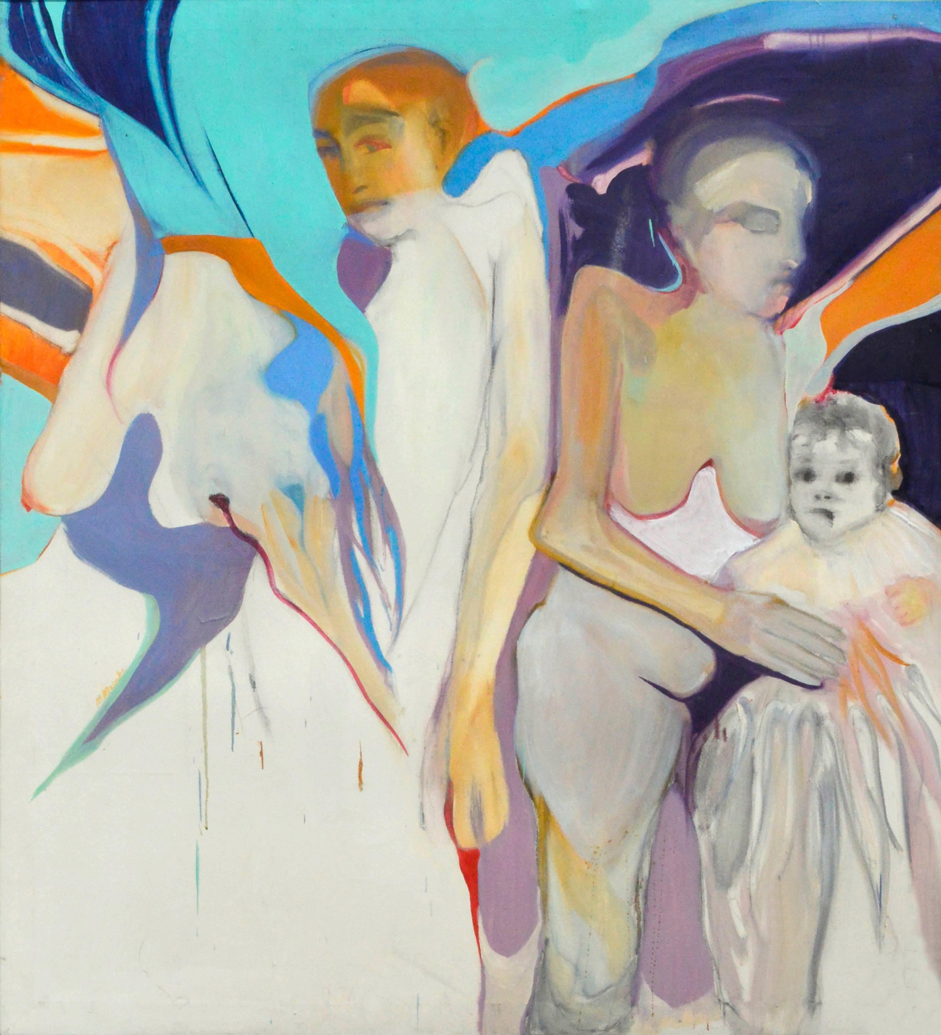 Family Abstract Figurative  - Painting by Marie Sarni