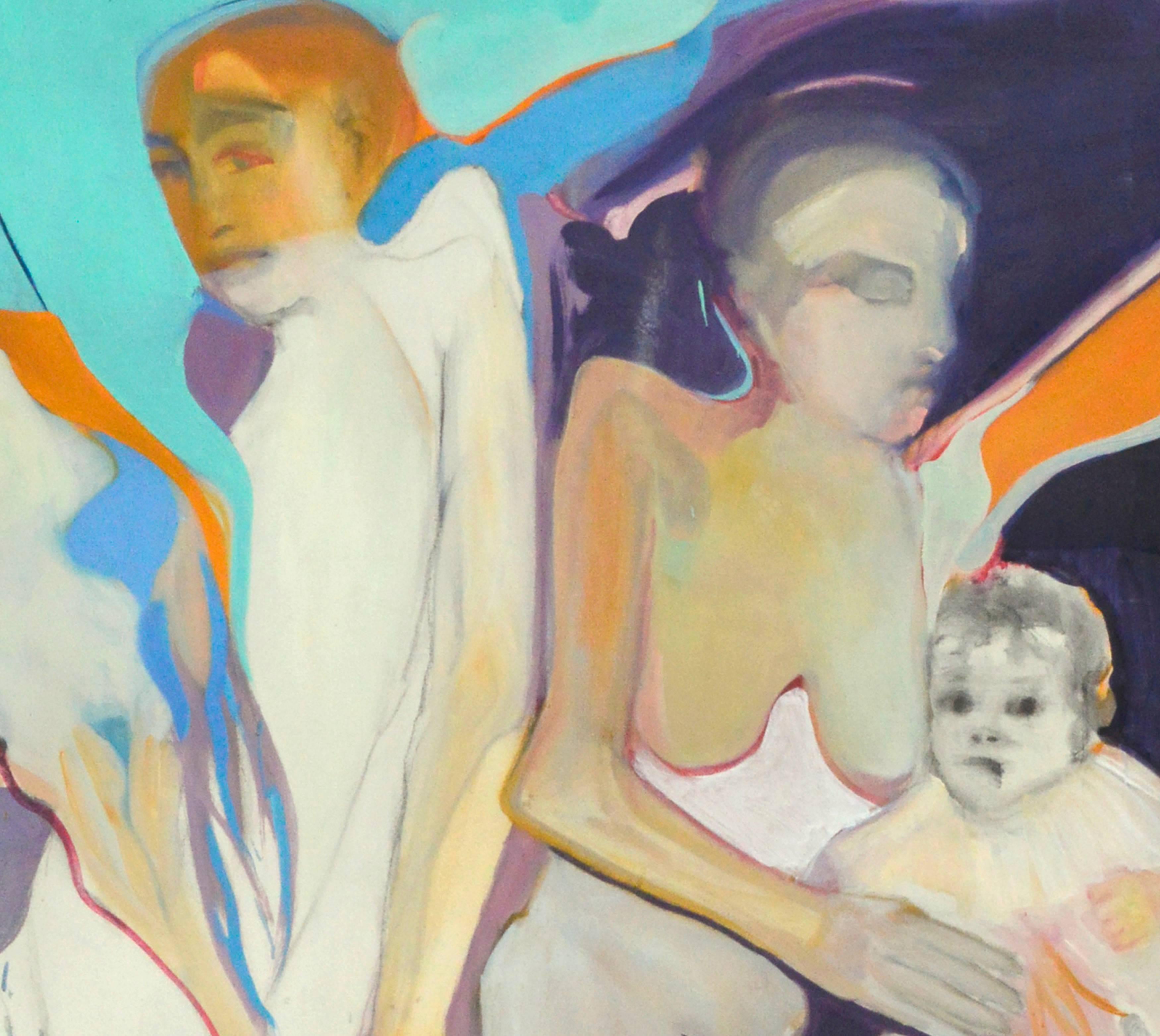 Family Abstract Figurative  - Abstract Expressionist Painting by Marie Sarni