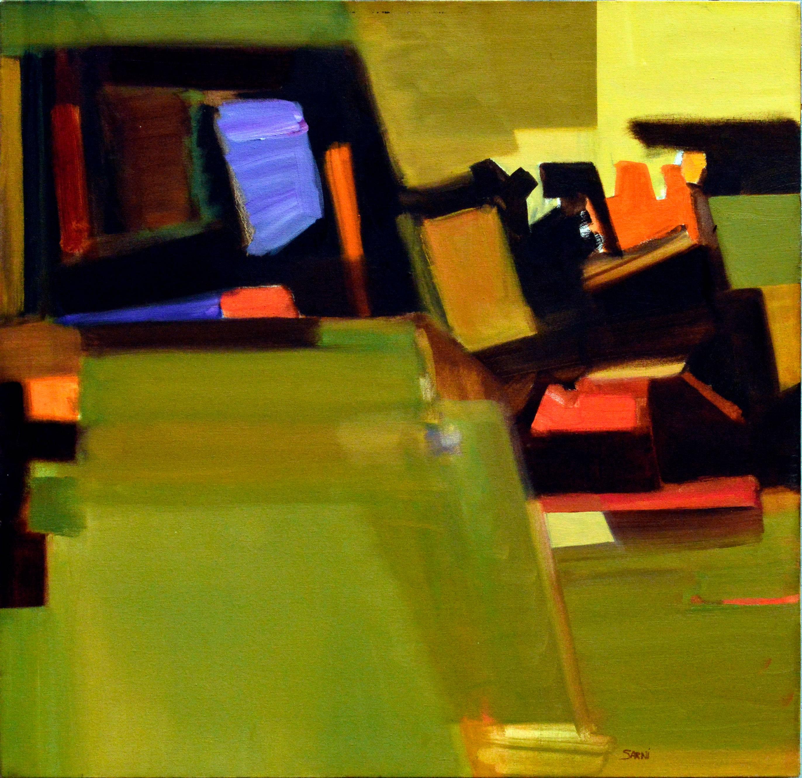 Marie Sarni Abstract Painting - "A Rented Room" - Geometric Abstract 