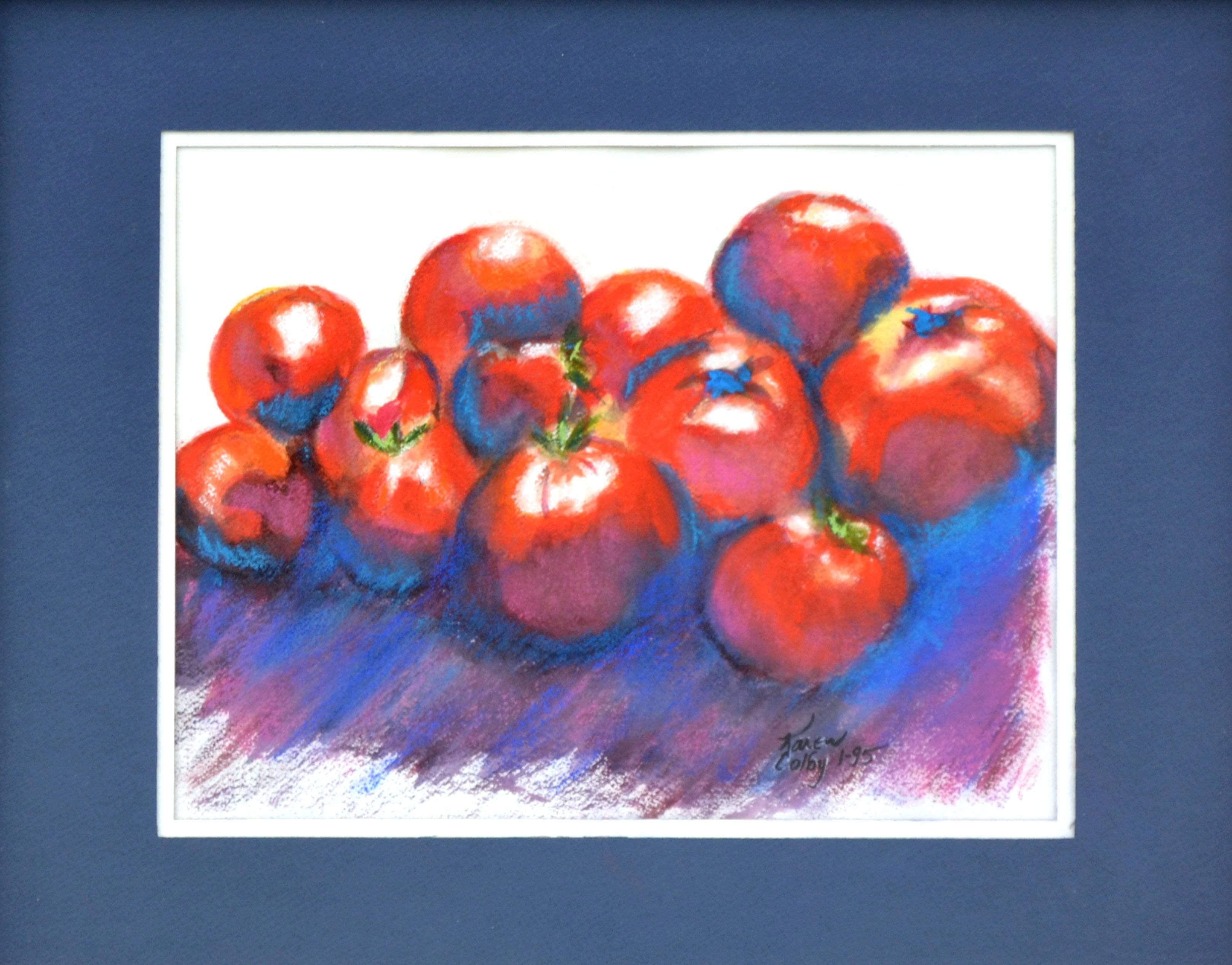 Red Tomatoes Still Life - Painting by Karen Colby