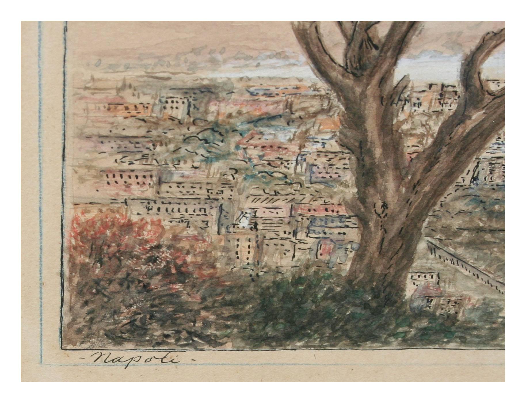 Nápoles, 1934 - Landscape Painting Beige de Joseph Lindon Smith