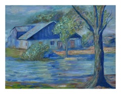 Paysage de ciel bleu du Texas du milieu du siècle dernier