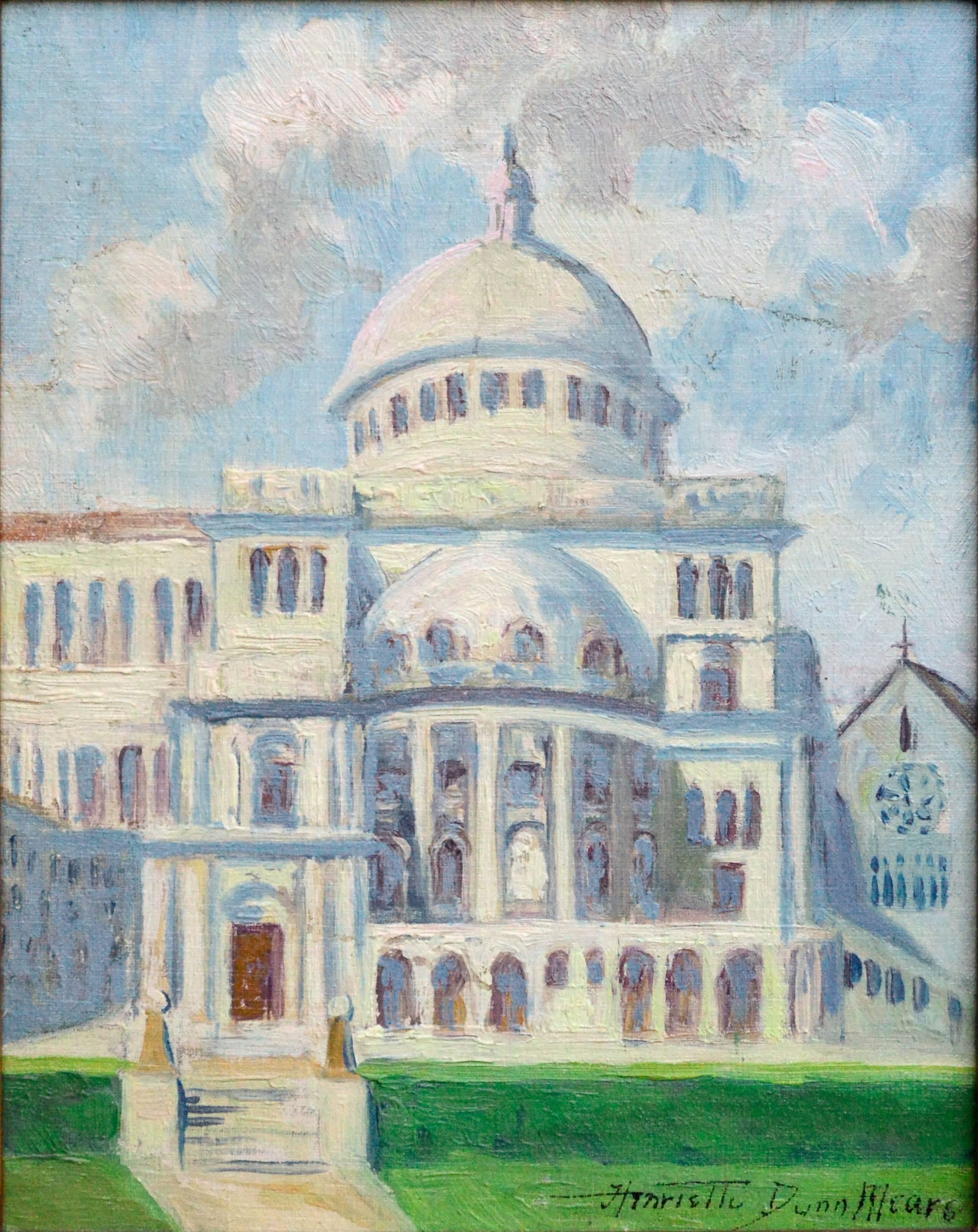 The First Church of Christ Scientist - Early 20th Century Boston Landscape  - Painting by Henrietta Dunn Mears