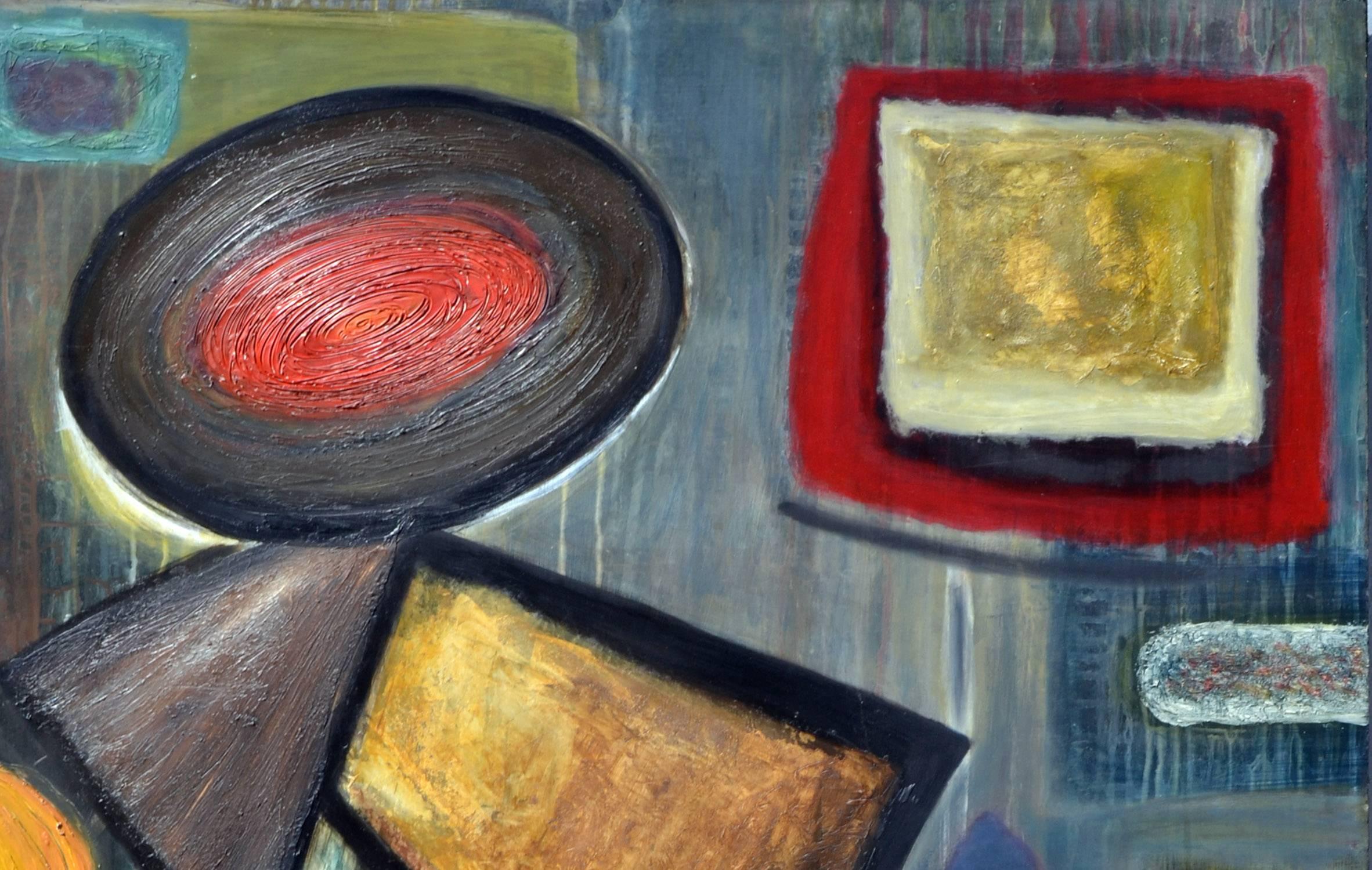 I tre peperoni - Astratto geometrico - Painting Contemporaneo di Michael Mercado