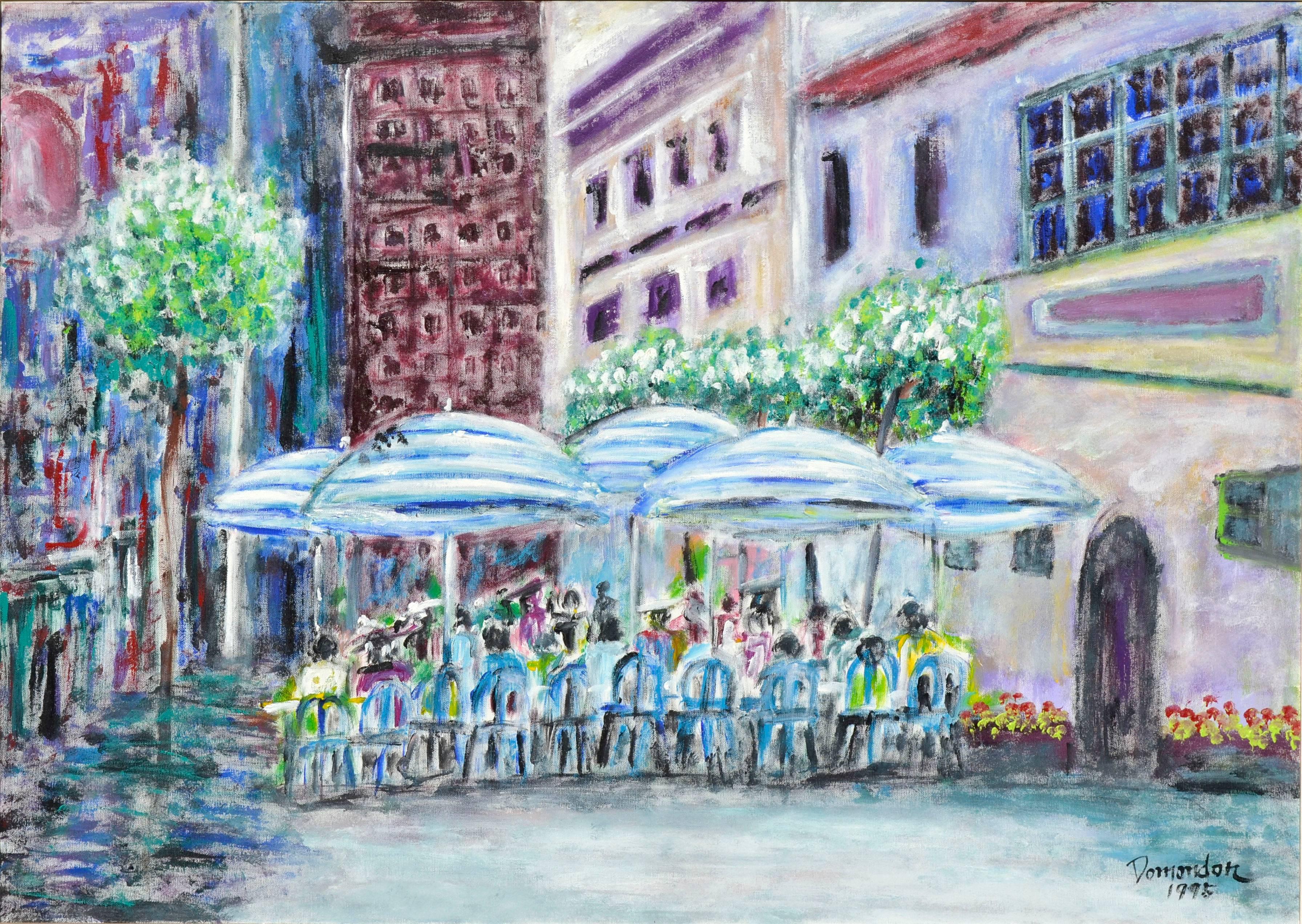 San Francisco Cafe Street Scene - Painting by Frederico Domondon