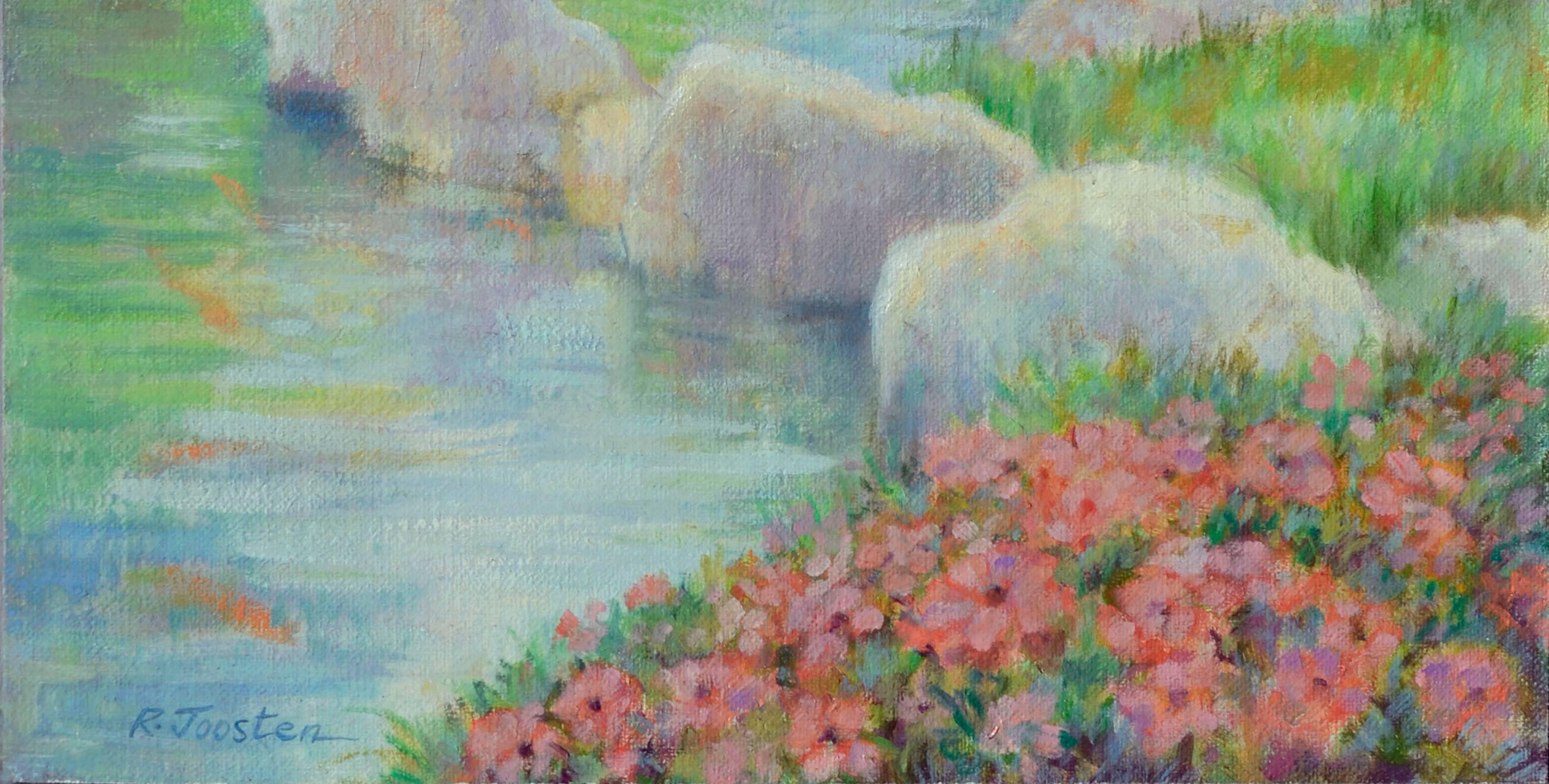 Kalifornienische Naturlandschaft – Frühlingslandschaft am Fluss (Amerikanischer Impressionismus), Painting, von Ralph Edward Joosten