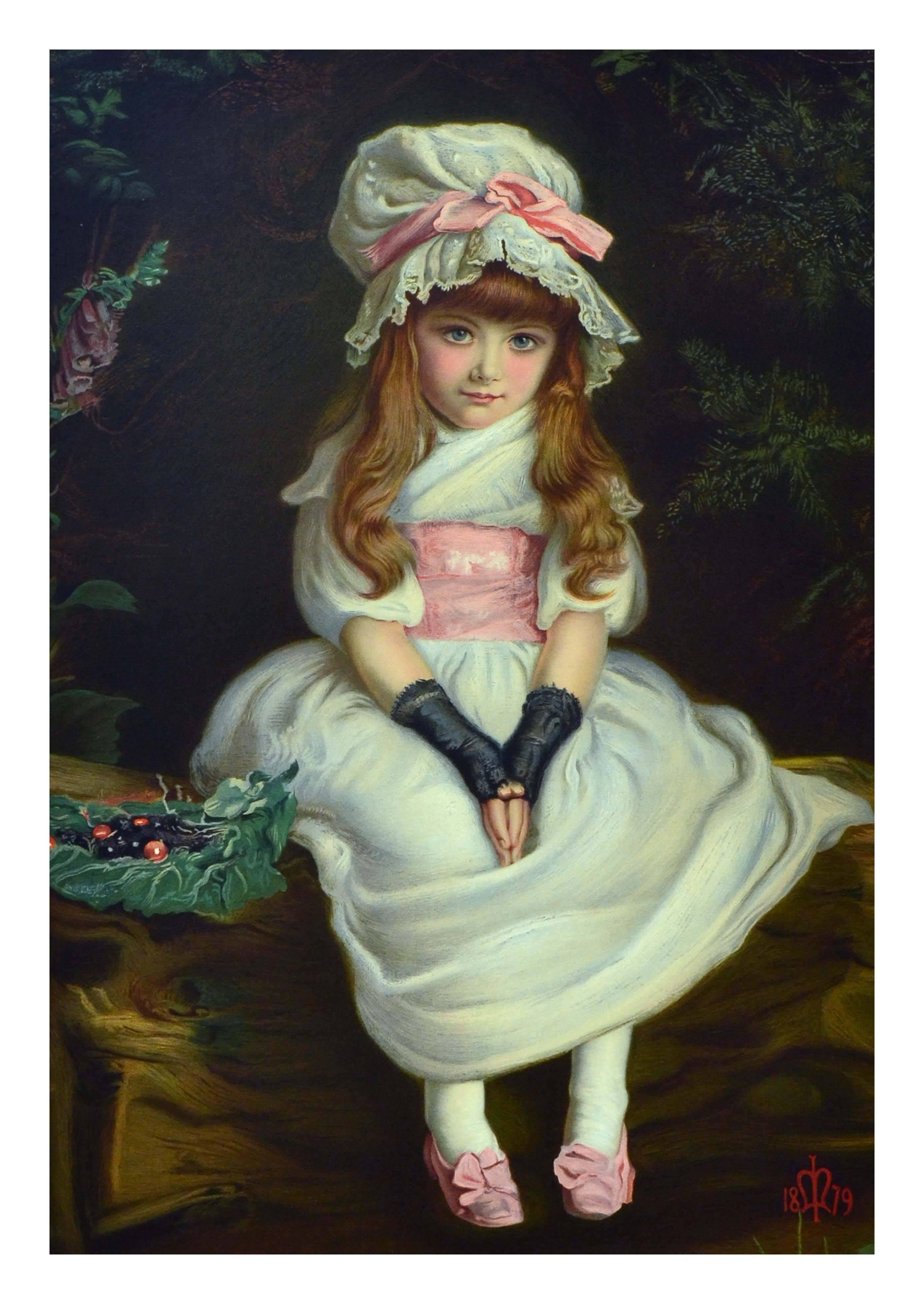 Cherry Ripe, Girl in a Bonnet - Print by John Everett Millais