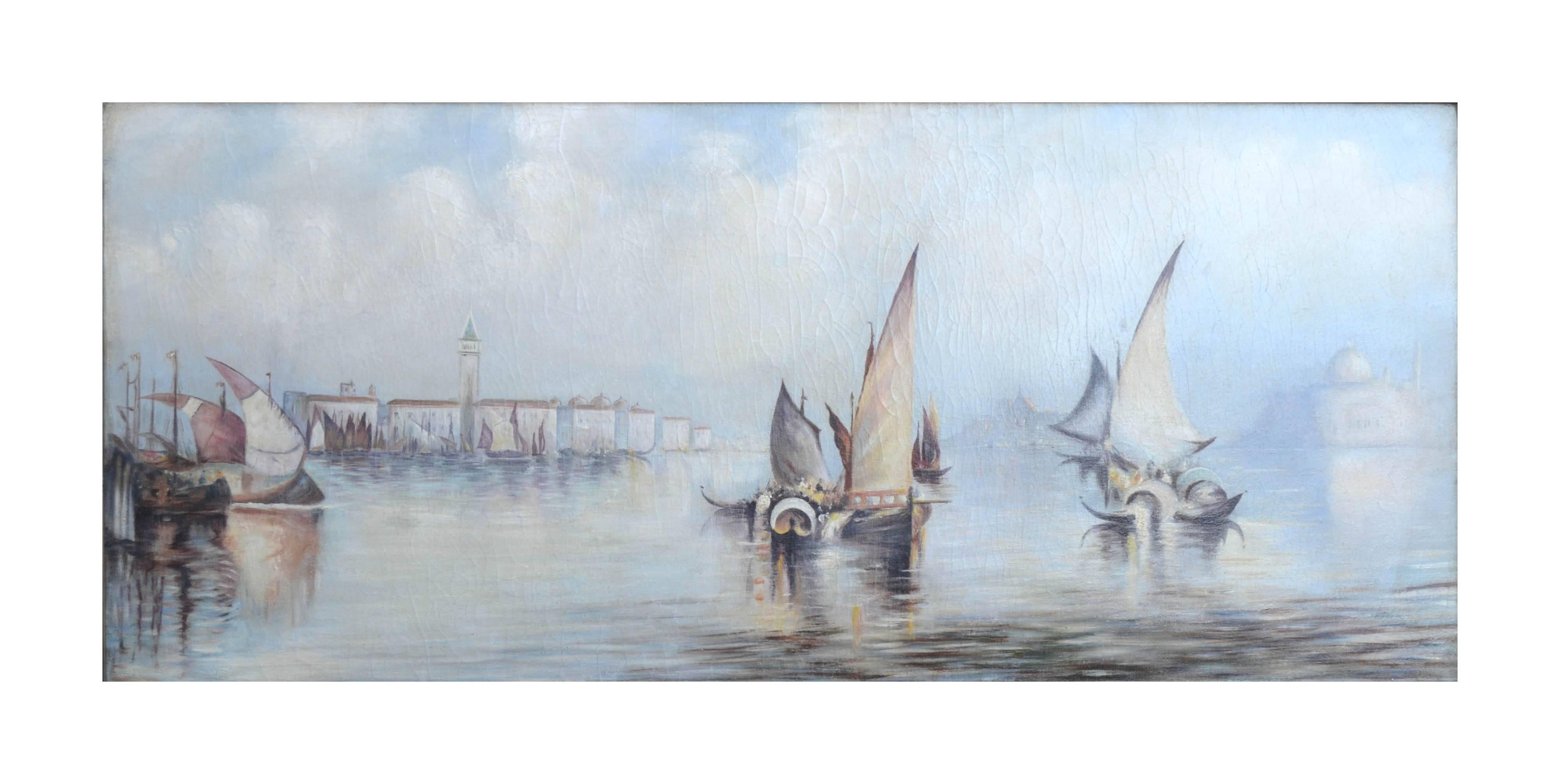 1920's Boats on the Nile Landscape - Painting by Unknown