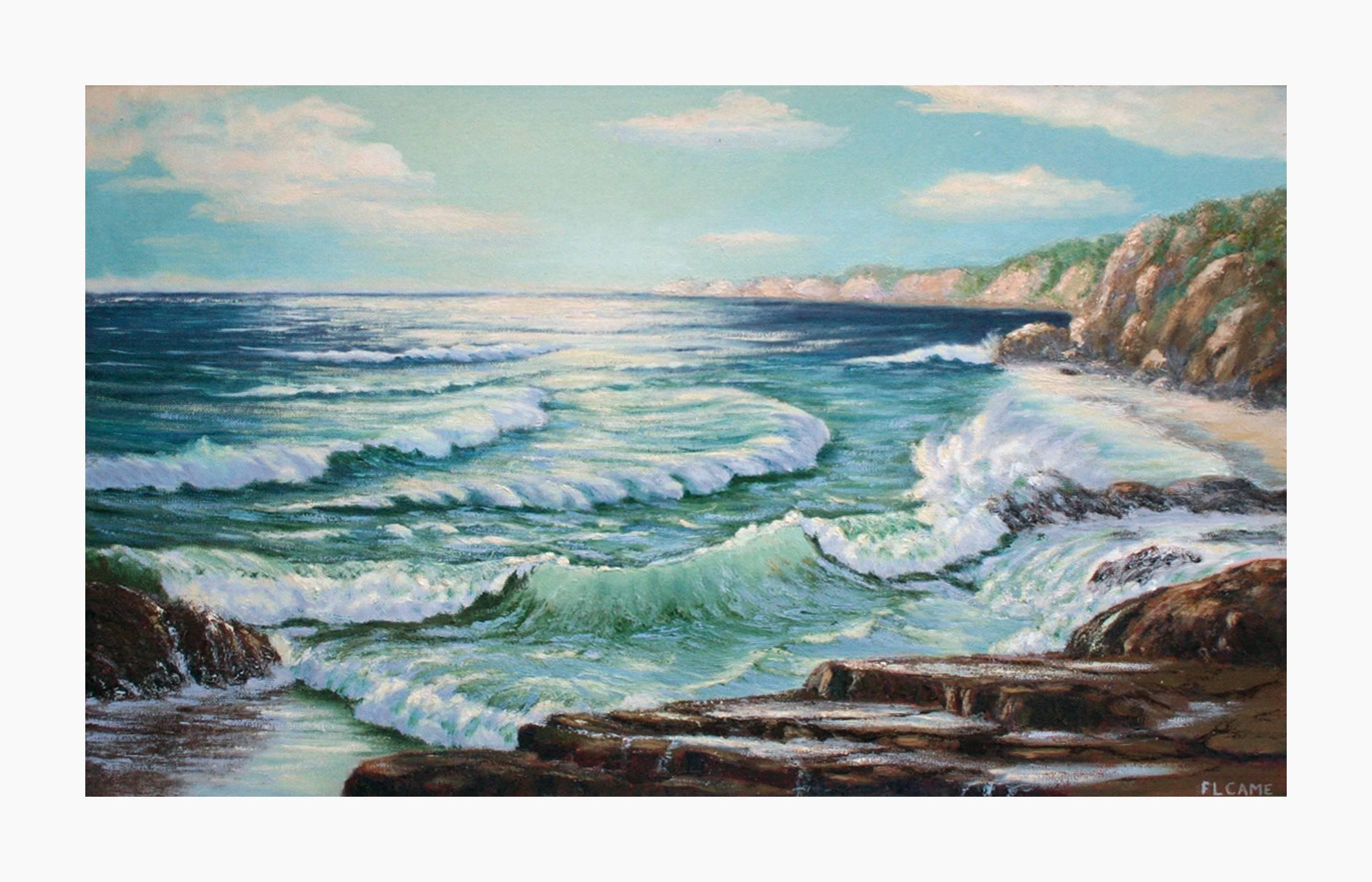Mid Century Monterey Bay Coast Seascape  - Painting by F.L. Came