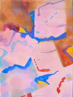 Salt Ponds 1, Large Scale Modern Geometric Abstract Landscape with Pink