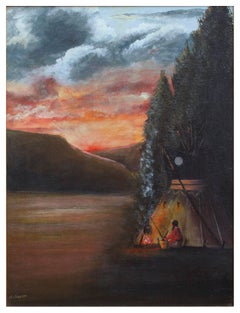 Mid Century Indian Camp Landscape