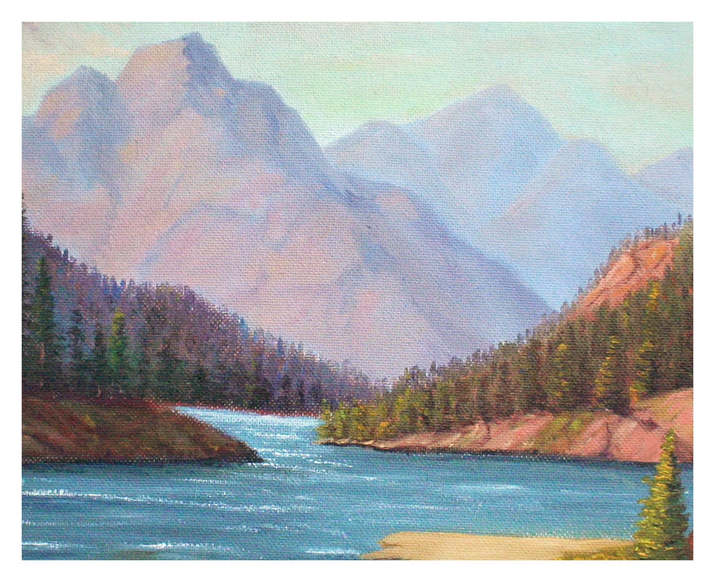 Kalifornien, Landschaft des Lakeside Mountain (Amerikanischer Impressionismus), Painting, von Unknown