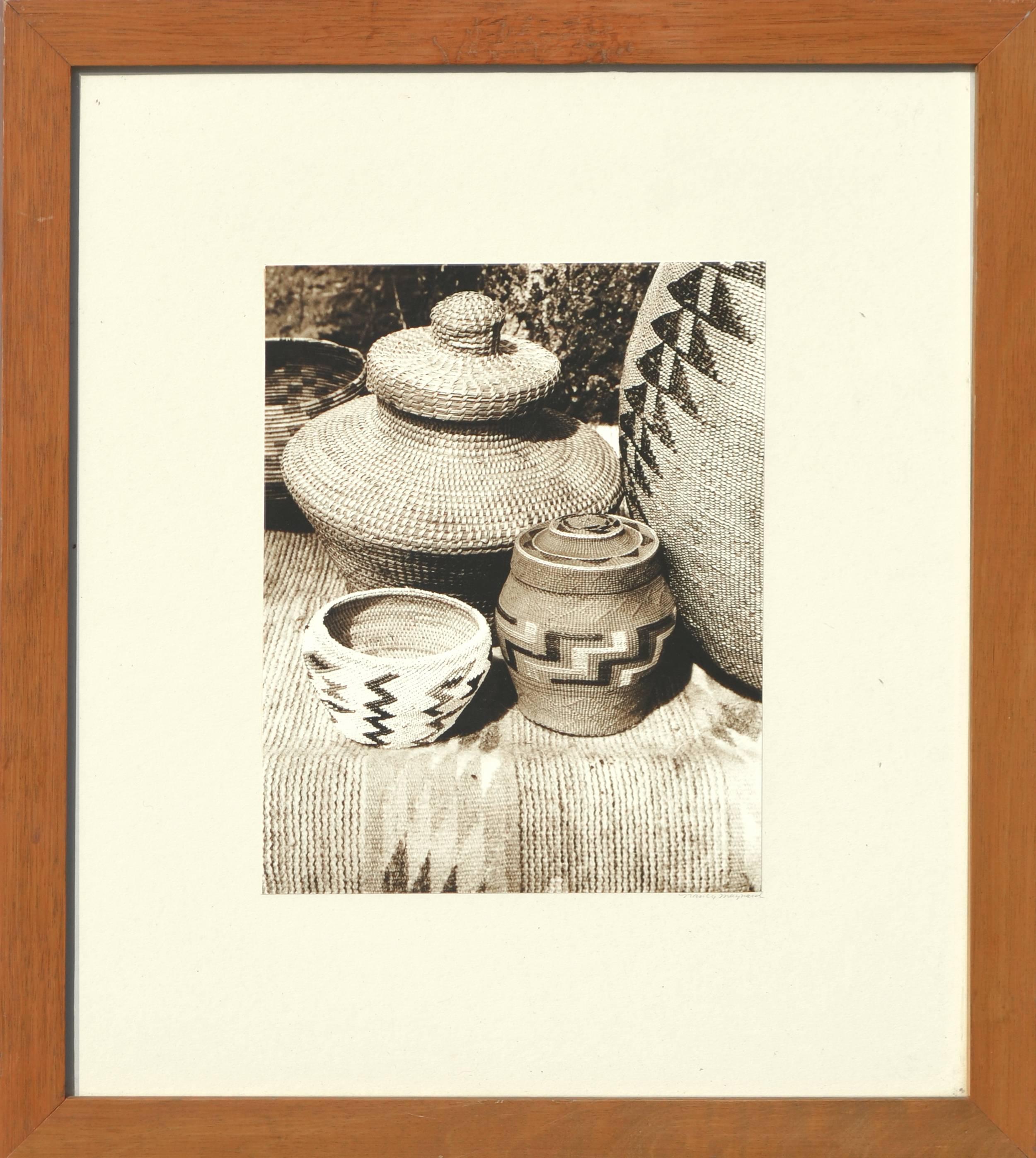 Indian Baskets - Set of 3 photographs - Beige Black and White Photograph by Nancy Maynard