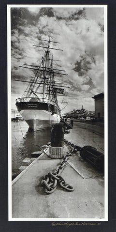 Barco en el muelle - Fotografía marítima en blanco y negro de San Francisco de 1960 