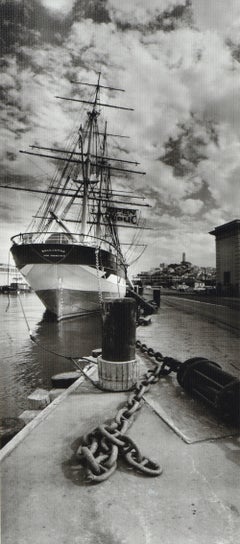 Ship at the Dock - 1960's San Francisco Maritime Black & White Photograph