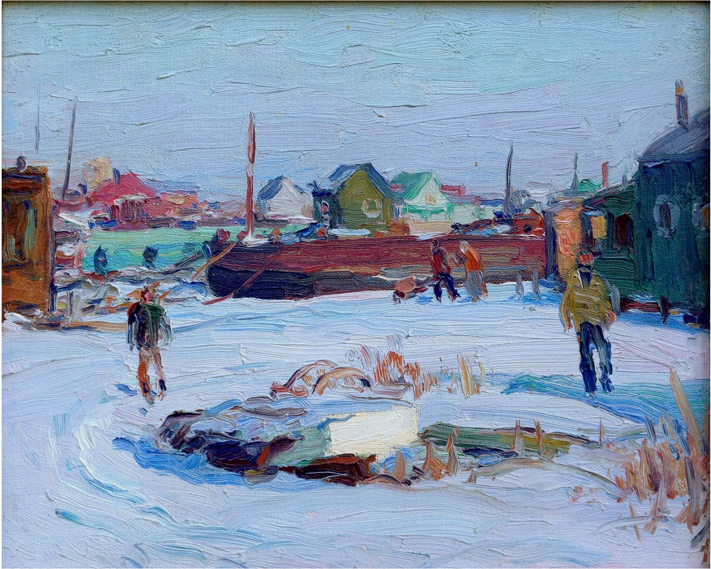Winter Harbor, C. 1940 - Painting by George Renouard