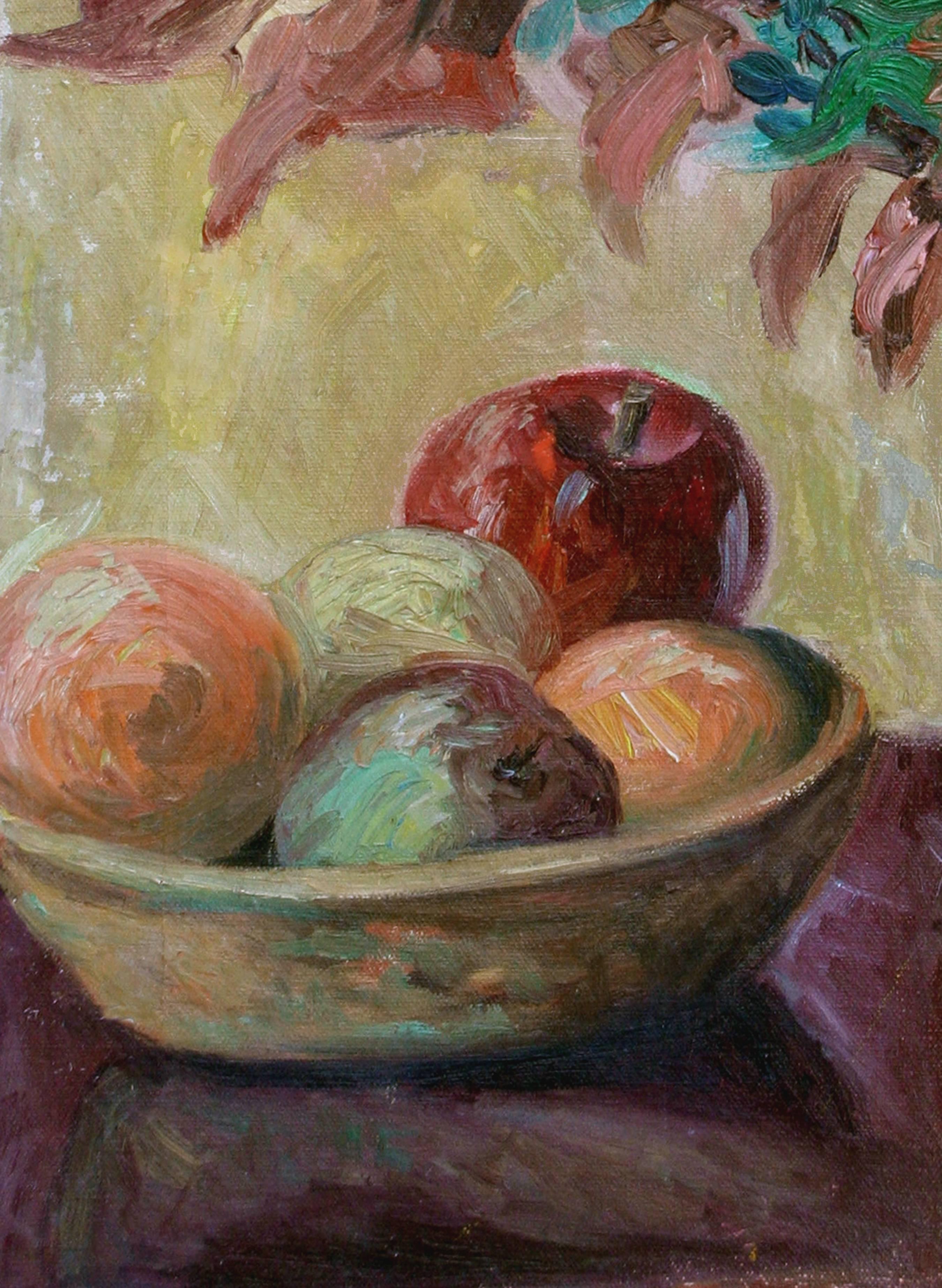 Still-Life di metà secolo con le calendule - Painting di Mary Seeleg