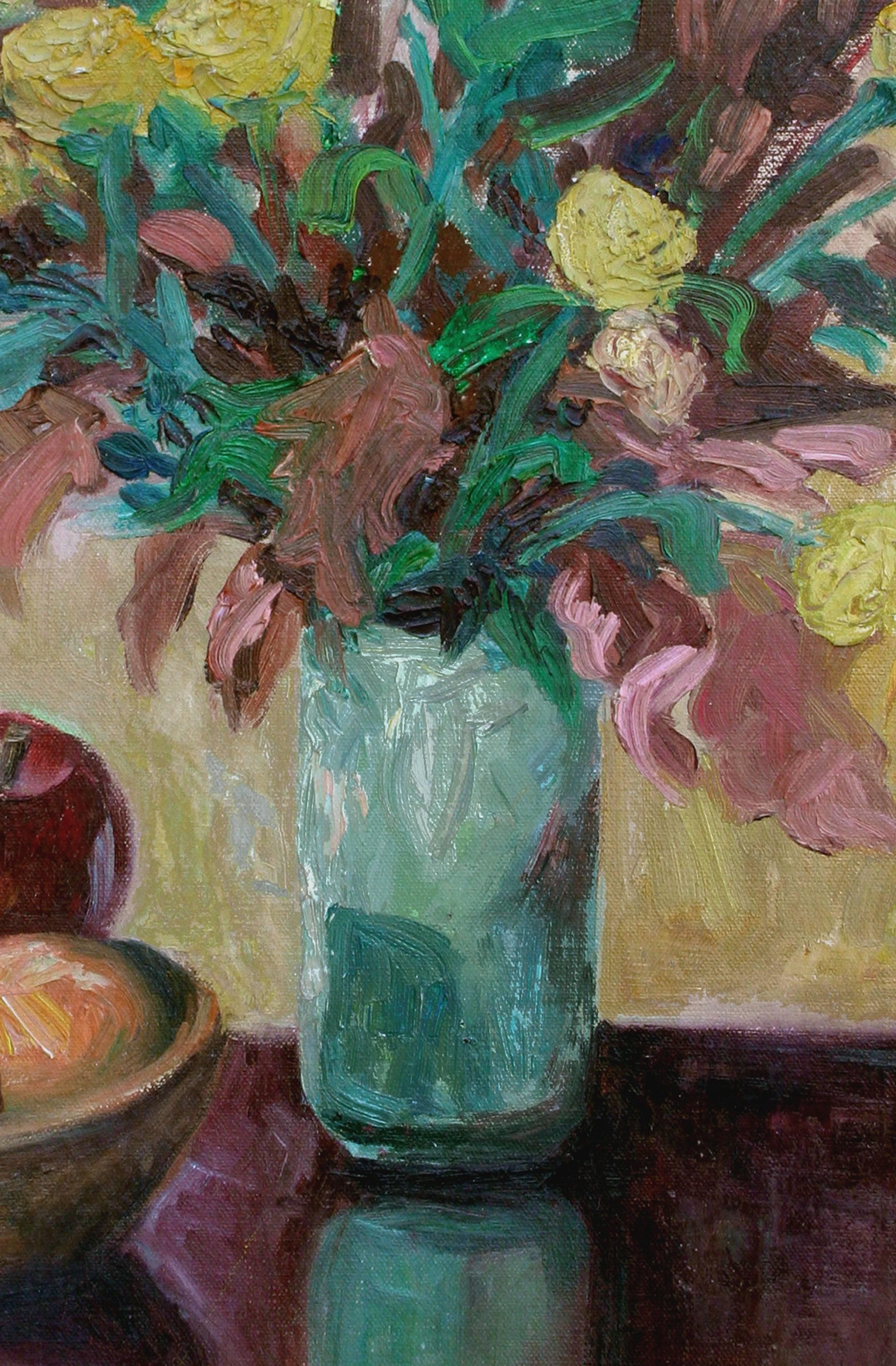 Still-Life di metà secolo con le calendule - Painting Impressionismo americano di Mary Seeleg
