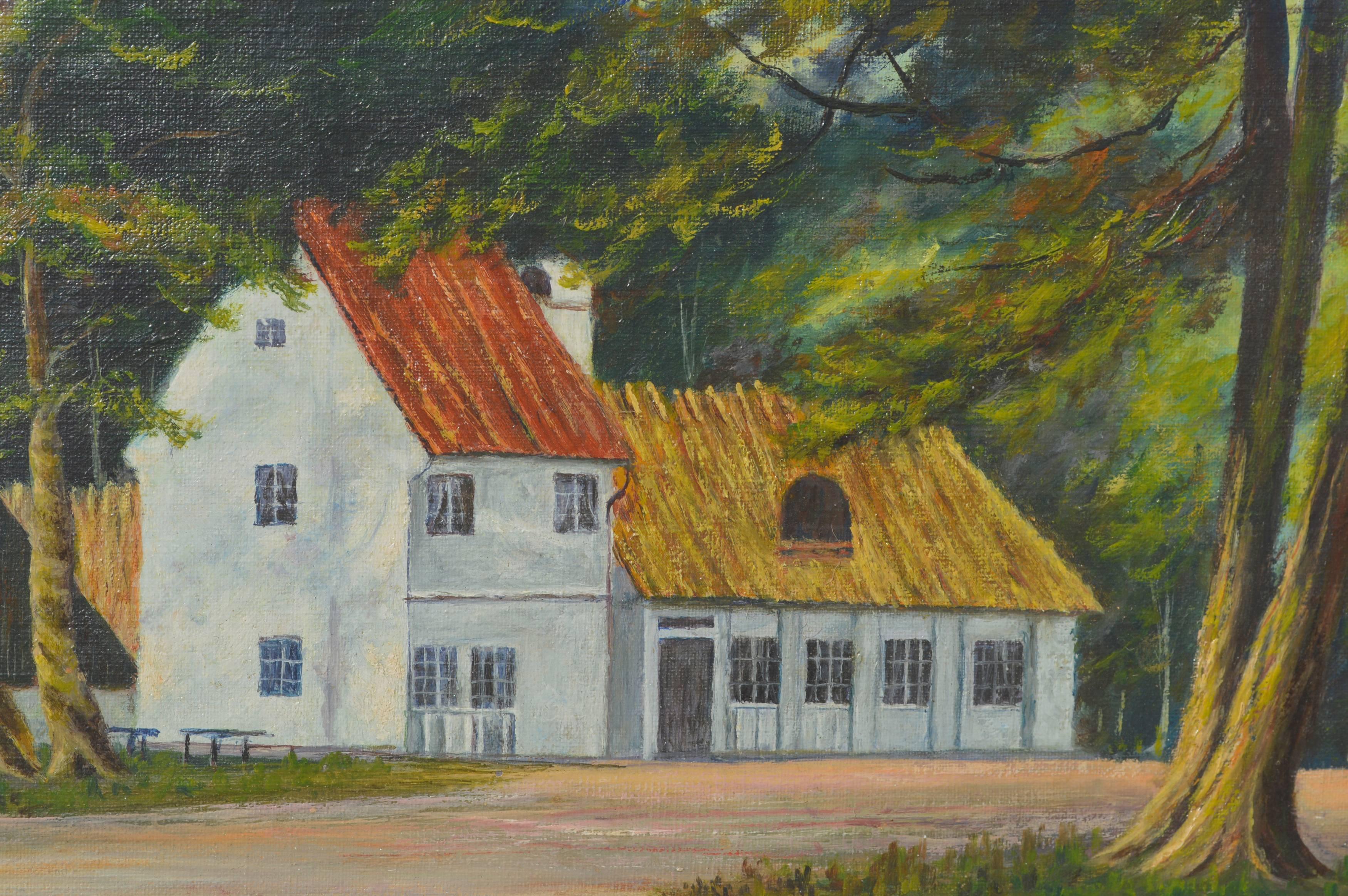 Early 20th Century Danish Farmhouse Landscape  - Painting by Peter Nielsen