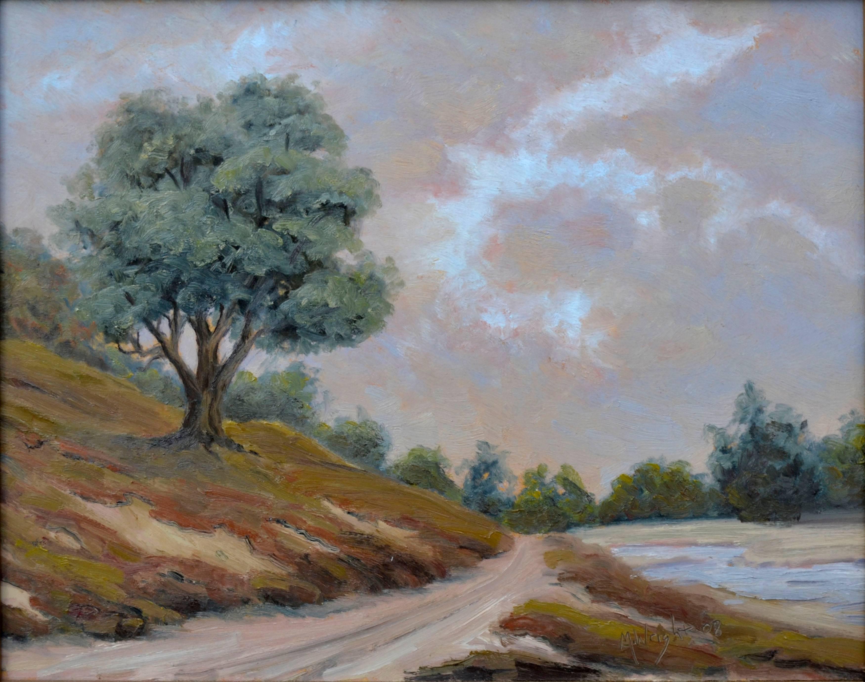 Old Slough Road - Elkhorn Slough Landscape  - Painting by Mike Wright