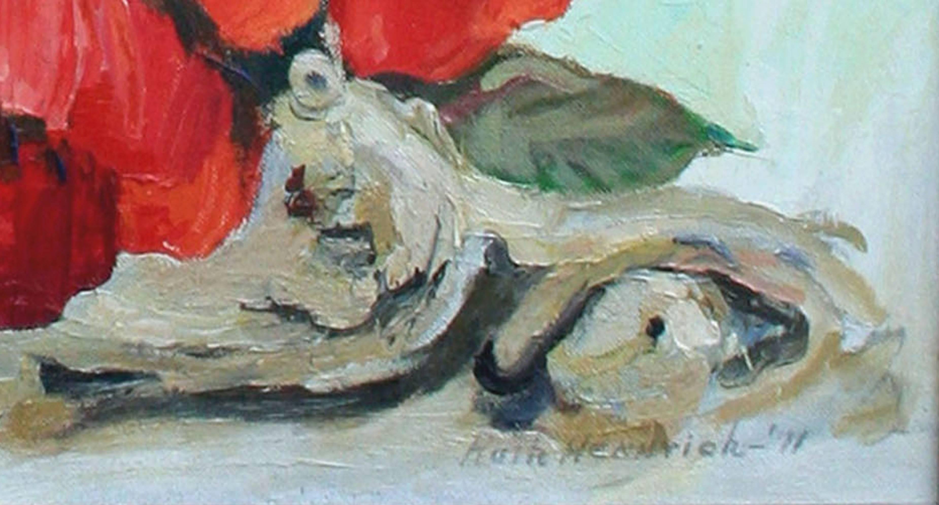 Poppy Still Life - American Impressionist Painting by Ruth Hennrick 
