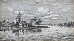 San Francisco Bay rare India ink drawing of the Bay by Paul Grimm