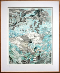 Picnic & Kite - Abstract Landscape Lithograph