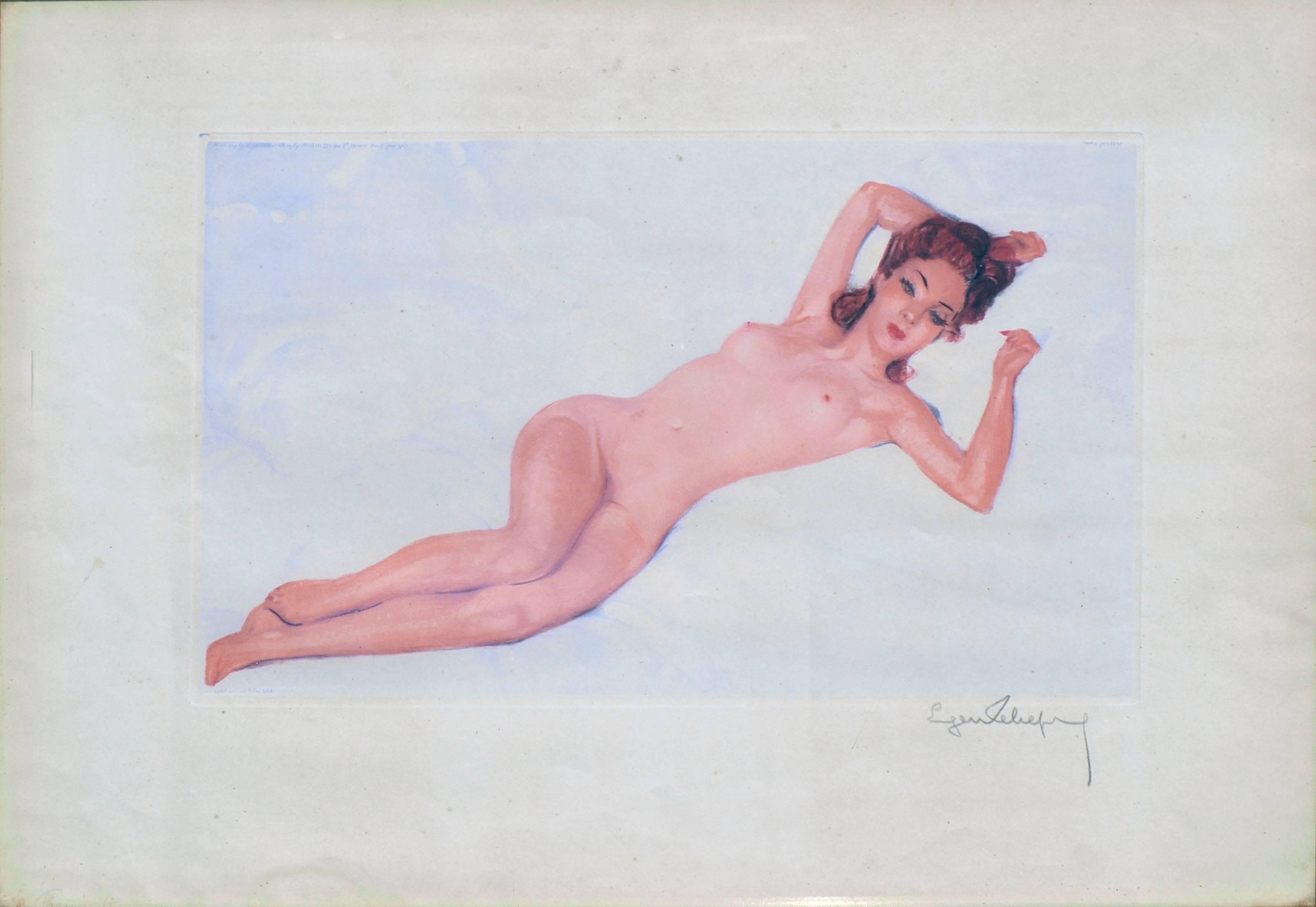 French Pinup Girl - Print by Eugène Leliepvre