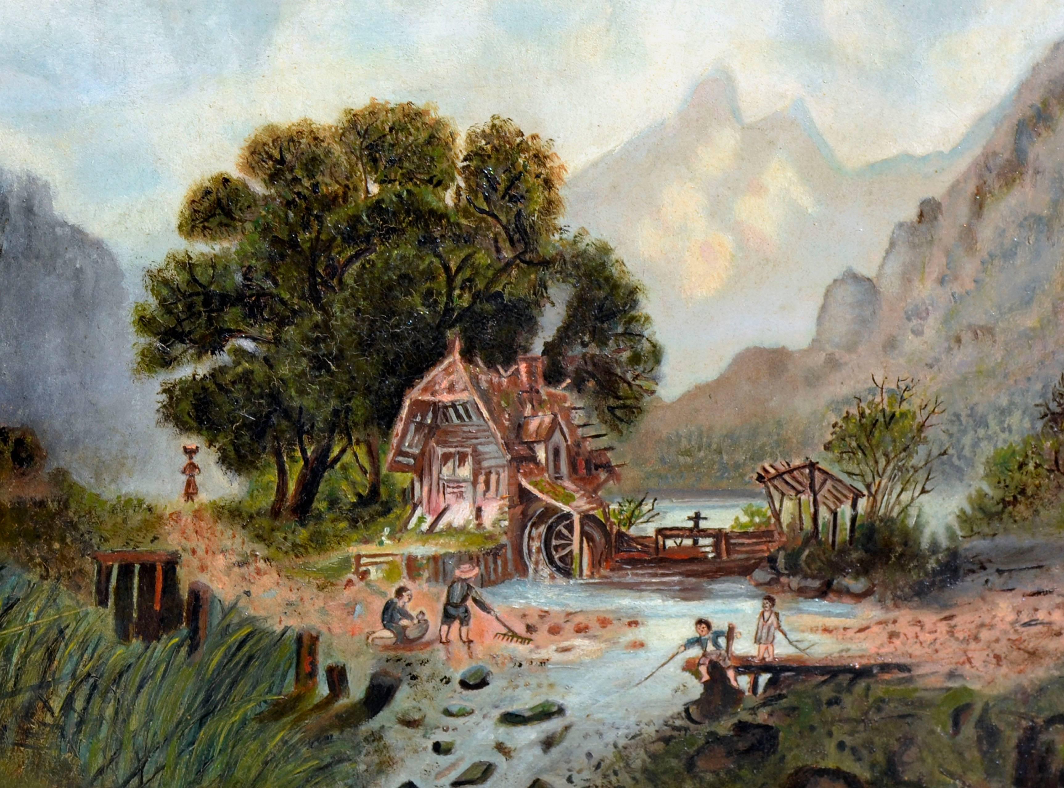 Paysage figuratif or du 19e siècle - Paysage de pionniers  - Impressionnisme Painting par Unknown