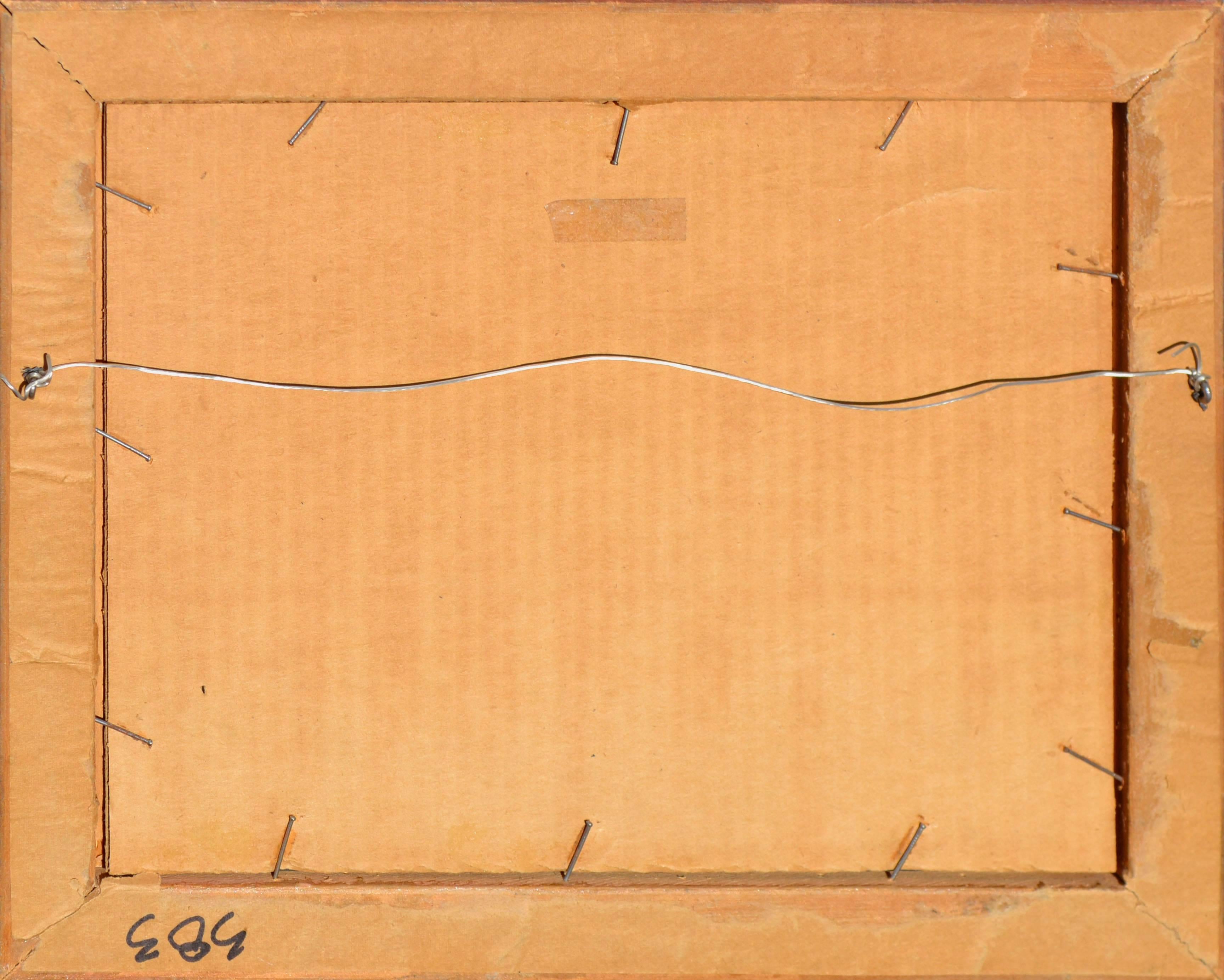 Gold Country, paisaje rústico figurativo de los primeros pioneros de California, por un artista desconocido (estadounidense, siglo XX).  Excelente factura y detalles de una granja con molinillo de grano de jardín y extracción de oro en primer plano.
