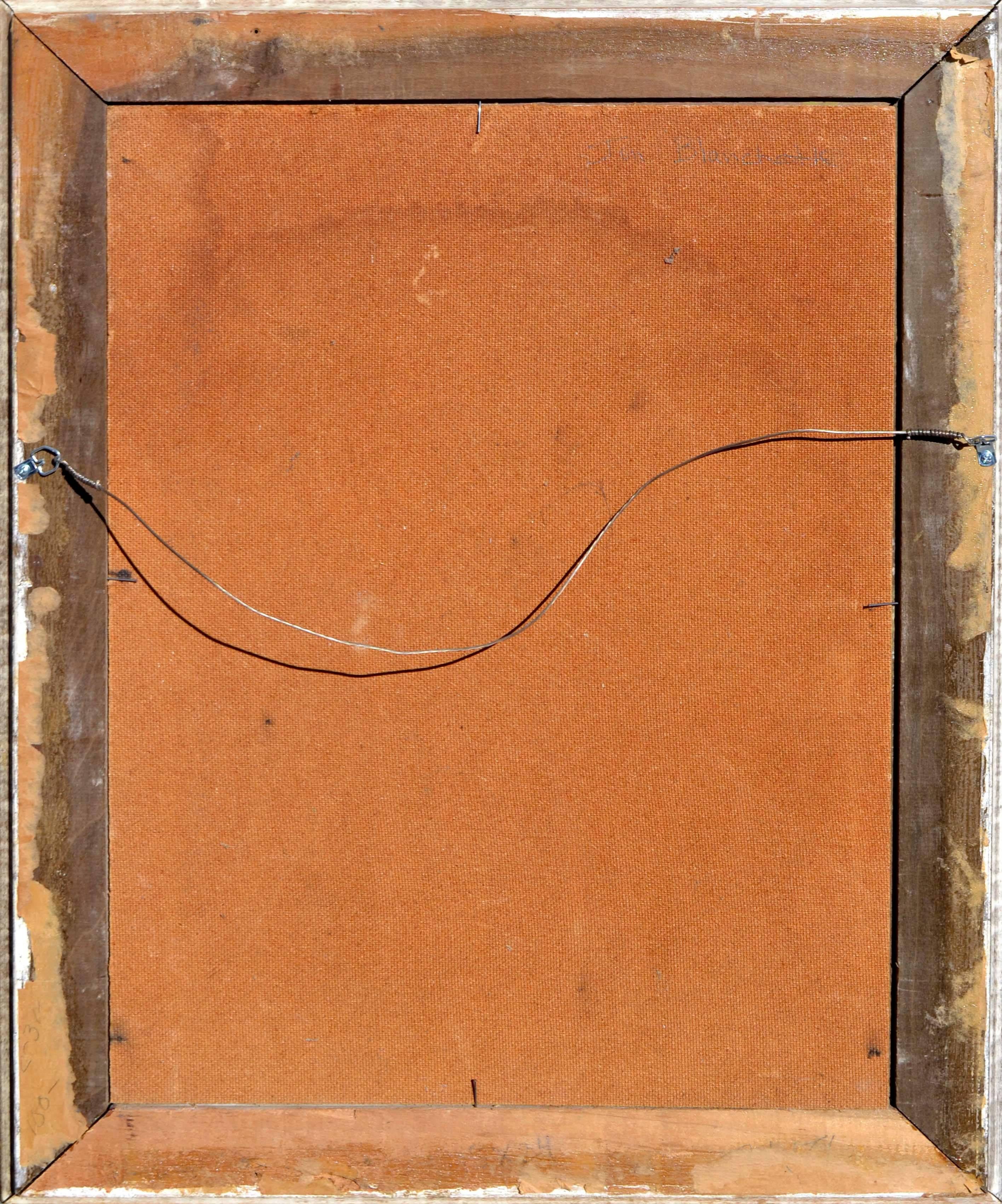 Figura femenina desnuda en la playa del artista cotizado Jon Blanchette (estadounidense, 1908-1987). Presentado en un marco de madera. Firmado 