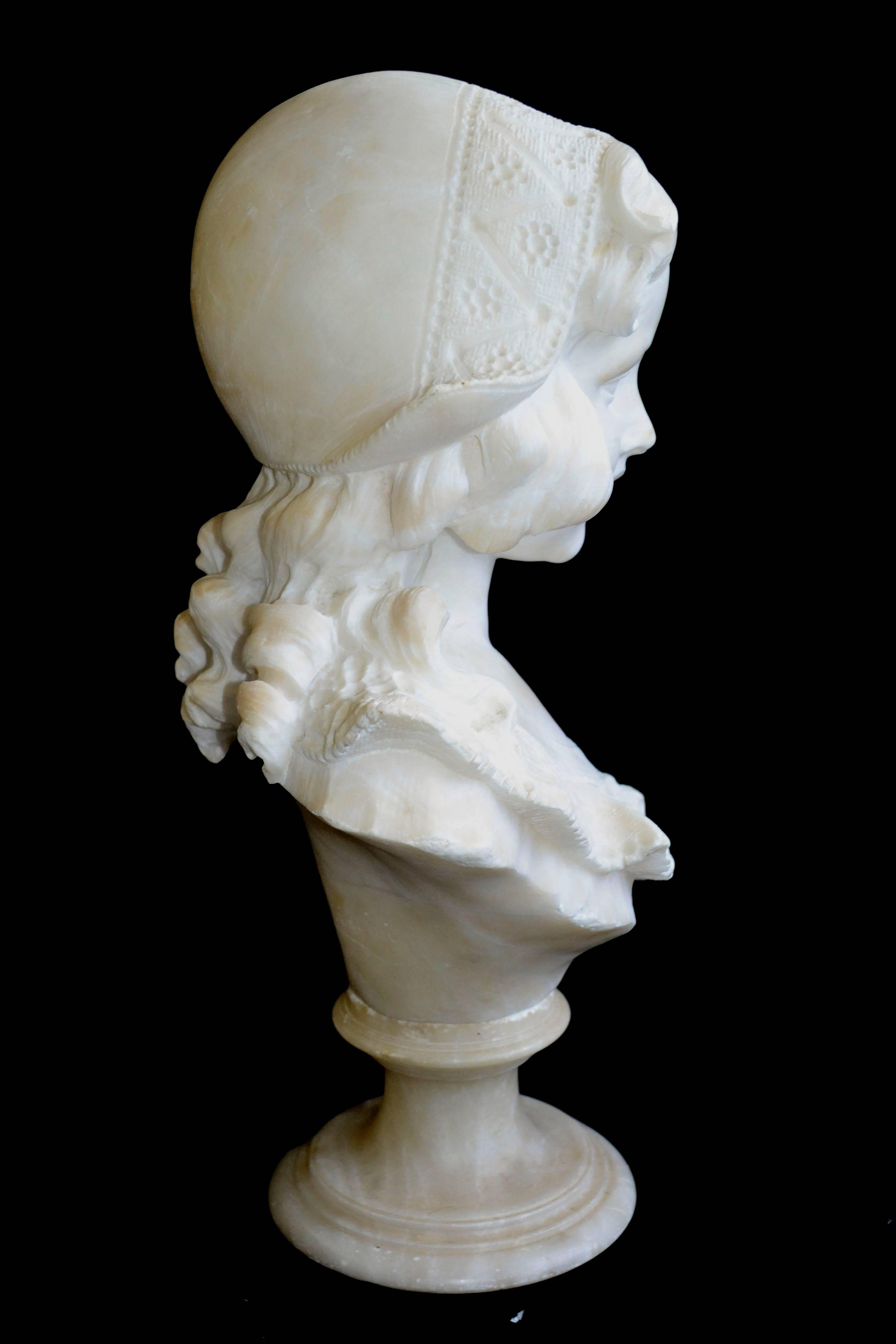 Young Girl, 1898 - Beige Figurative Sculpture by Umberto Biagini