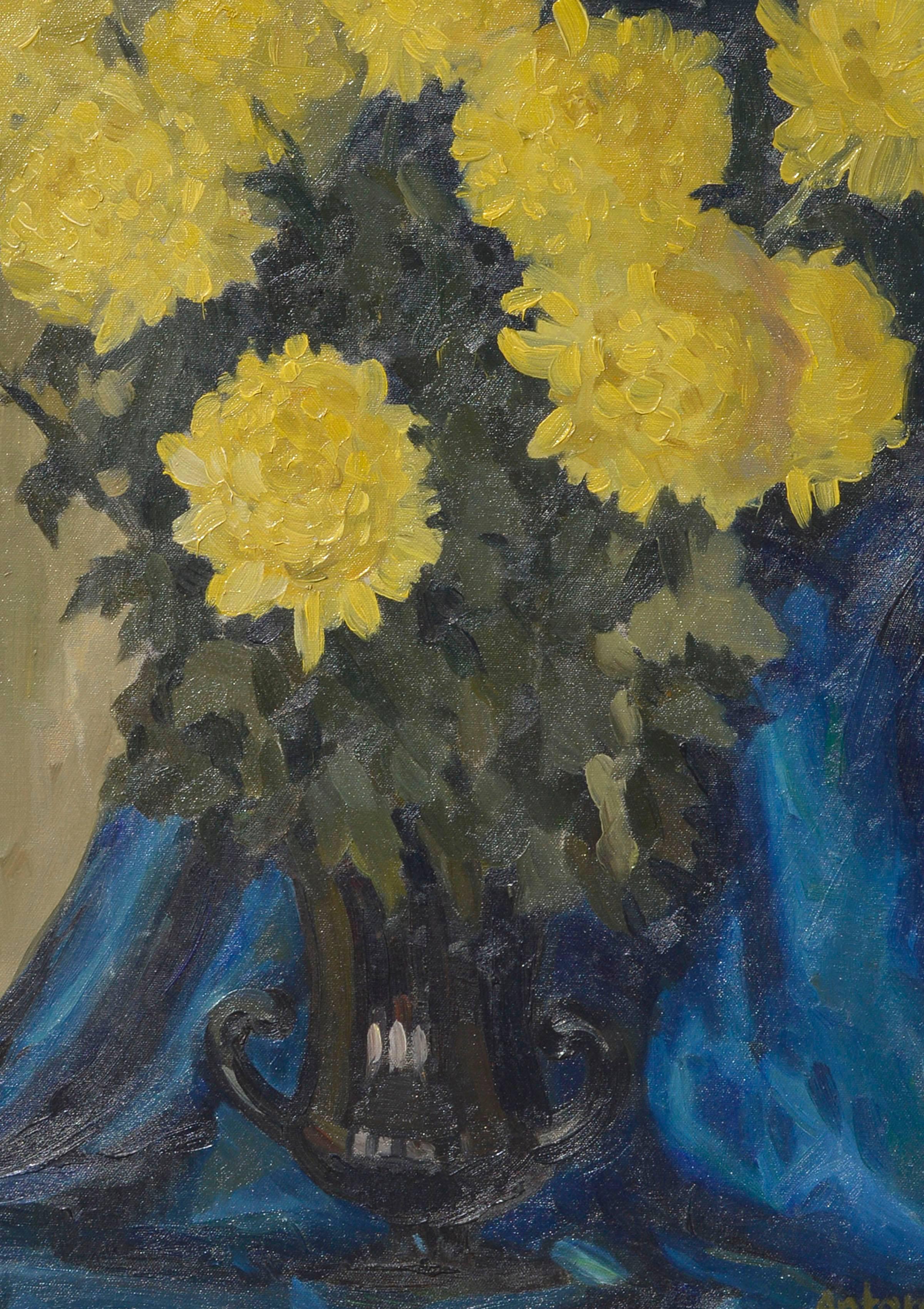 blue and yellow mums