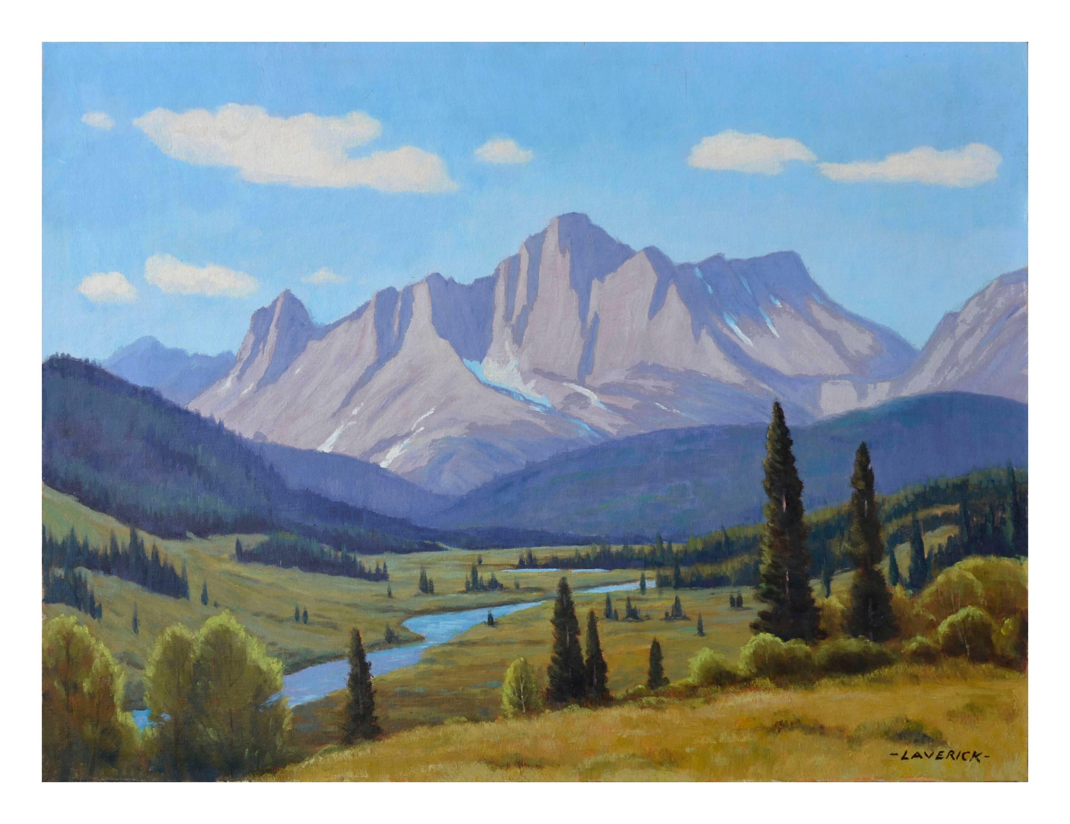 Lloyd C. Laverick Landscape Painting - Cataract Creek, Alberta - Canadian Mountain River Valley Landscape 