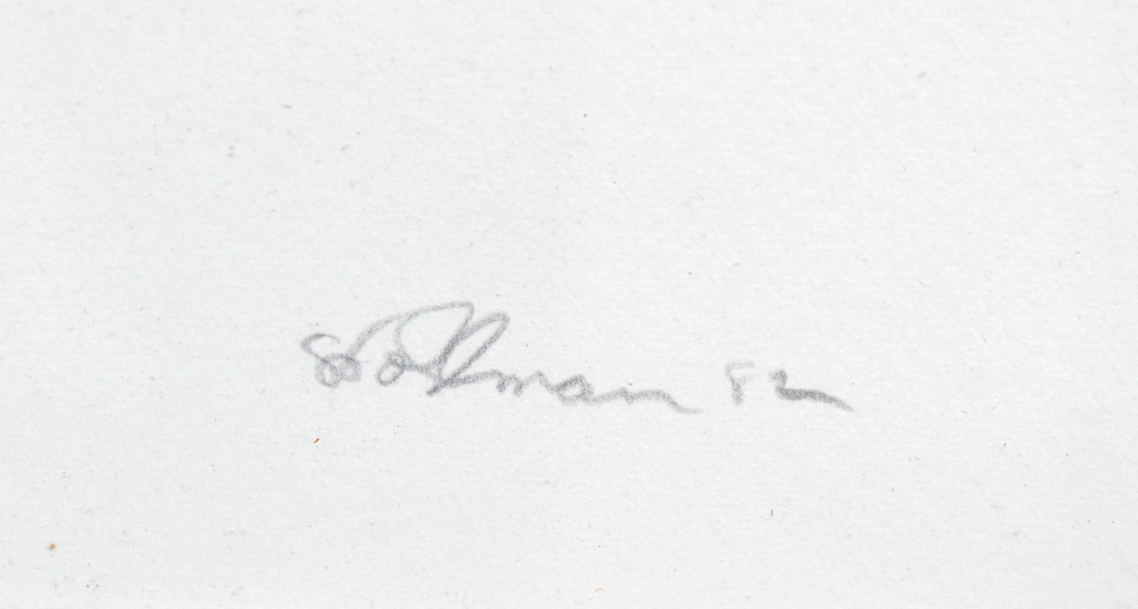 Vibrante e dinamico disegno astratto di una figura di nudo, raffigurato con linee e colori espressivi da Stewart Goldman (americano, nato nel 1936). Firmato 