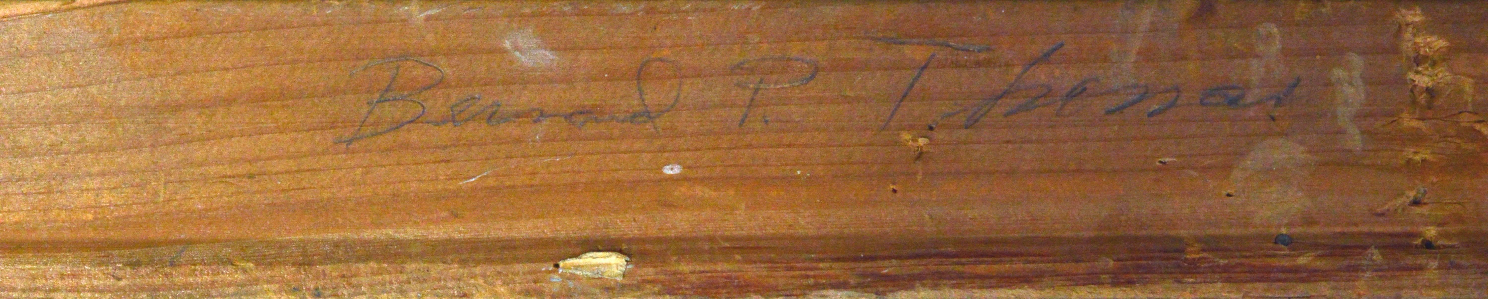 Merveilleuse et dynamique peinture western de deux étalons de combat sauvages par l'artiste répertorié Bernard Preston Thomas (américain, 1918-1992), datée de 1951. Signé et daté en bas à gauche et au verso. Taille de l'image : 28 