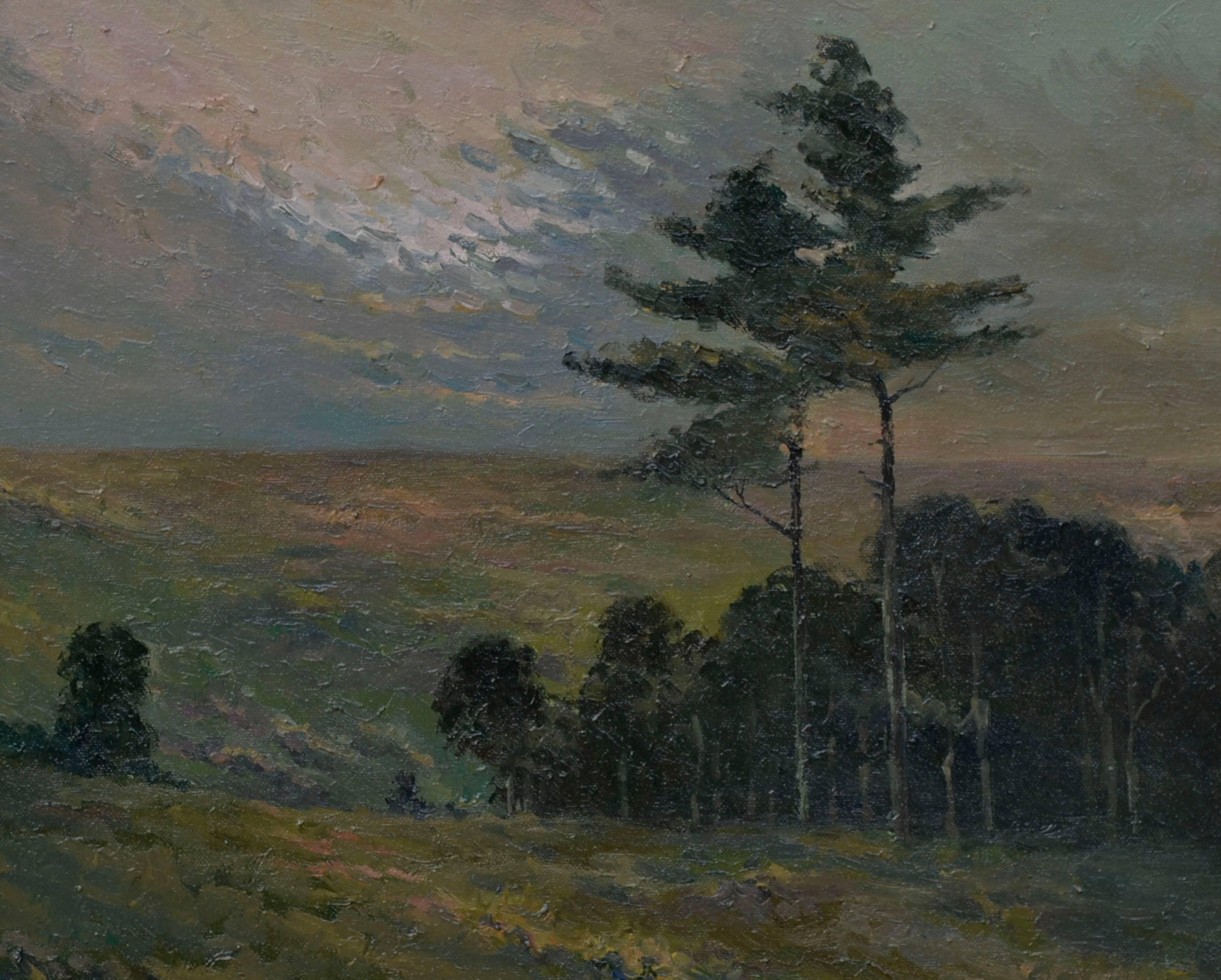 Sunset Over the Valley - American Impressionist Painting by V.W. Sullivan