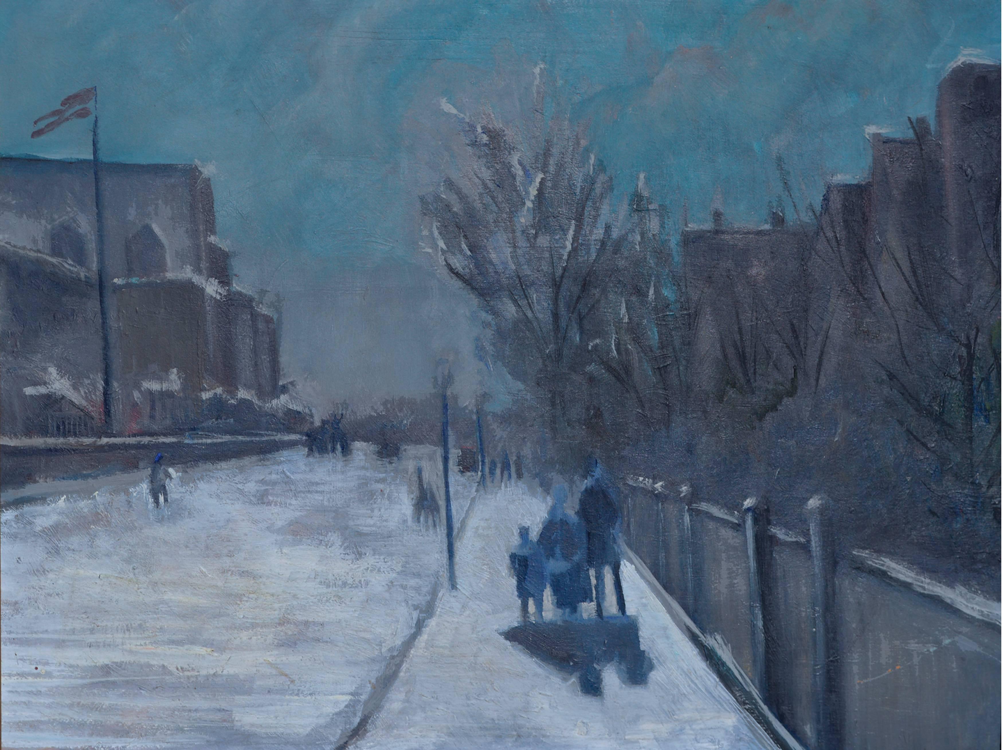 1940's Snowy Night in Algiers - Painting by Unknown