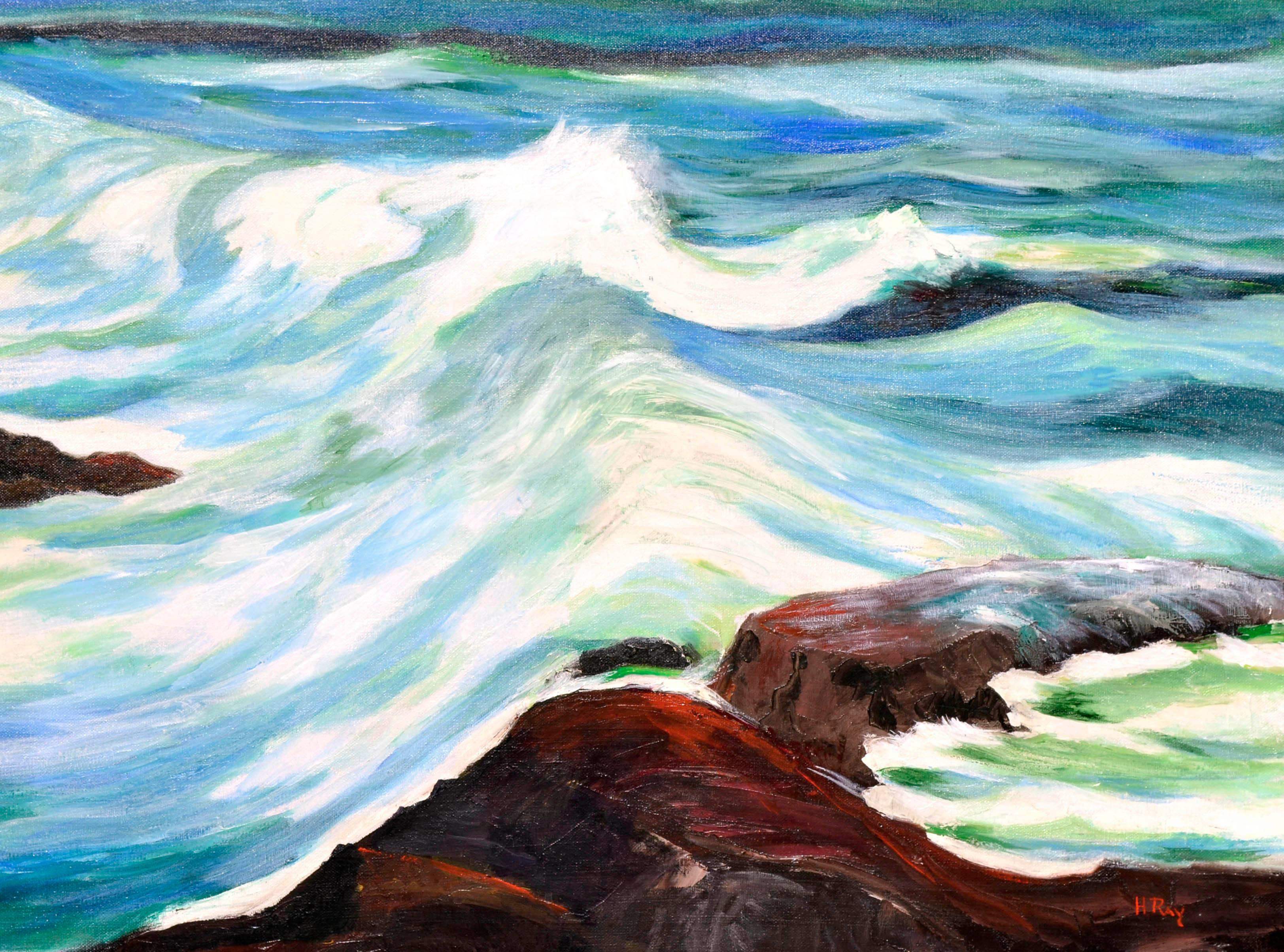 Mid Century Incoming Tide Seascape - Painting by Hartzell Harrison Ray