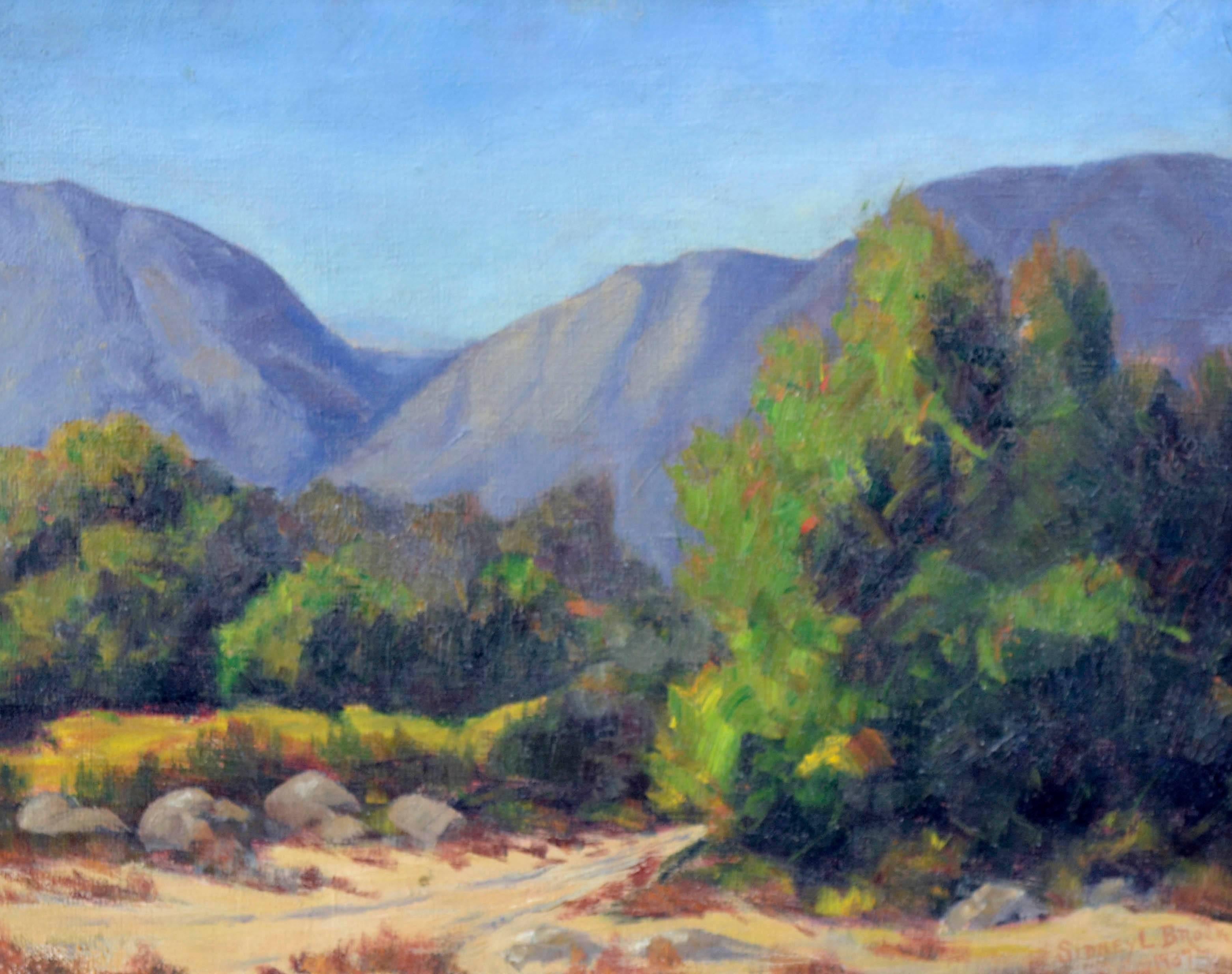 California Mountain Trail-Landschaft aus den 1930er Jahren  – Painting von Sidney L. Brock