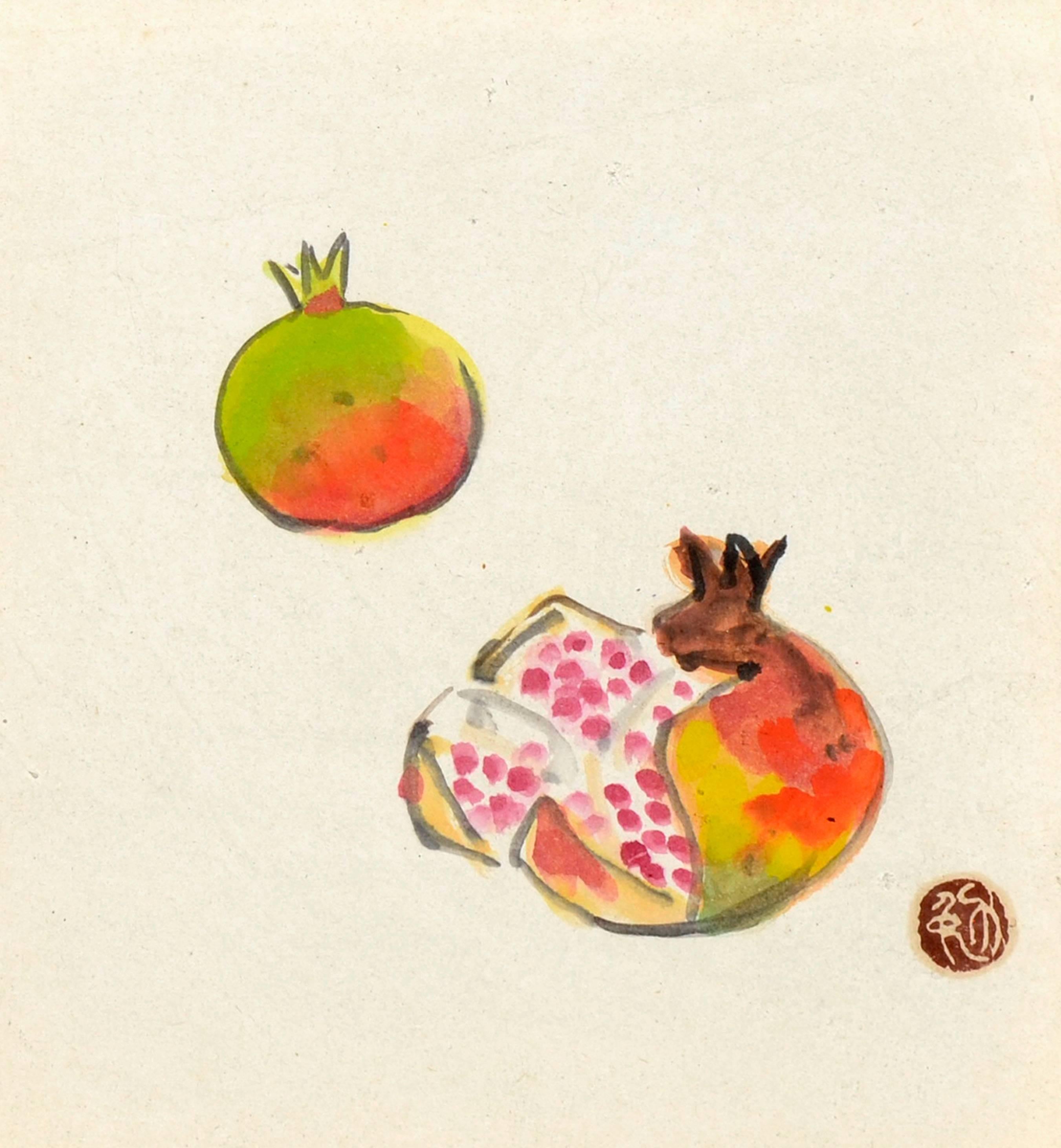 Pomegranates Still-Life  - Expressionist Painting by Unknown