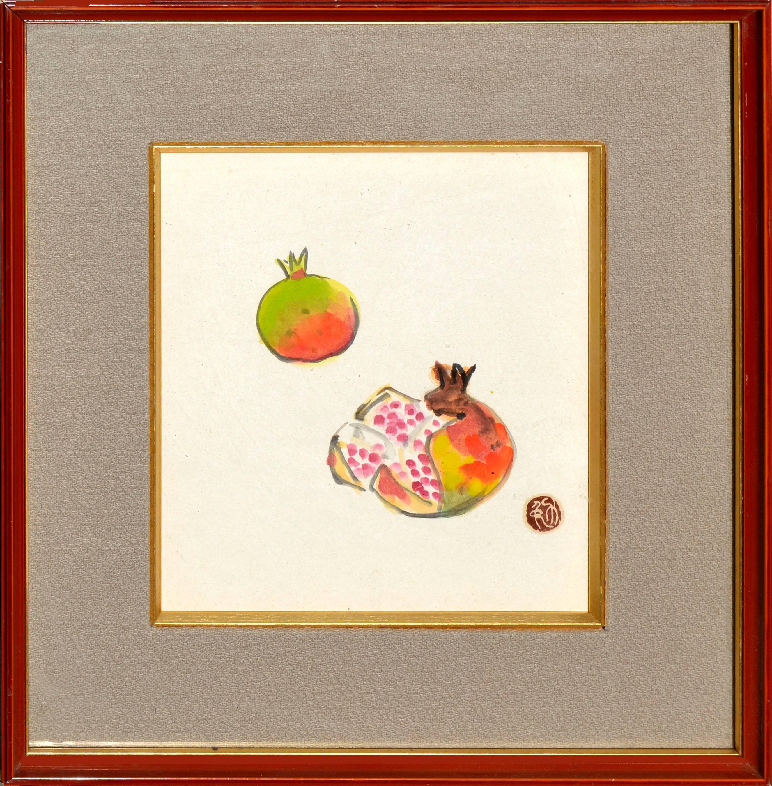 Unknown Abstract Painting - Pomegranates Still-Life 