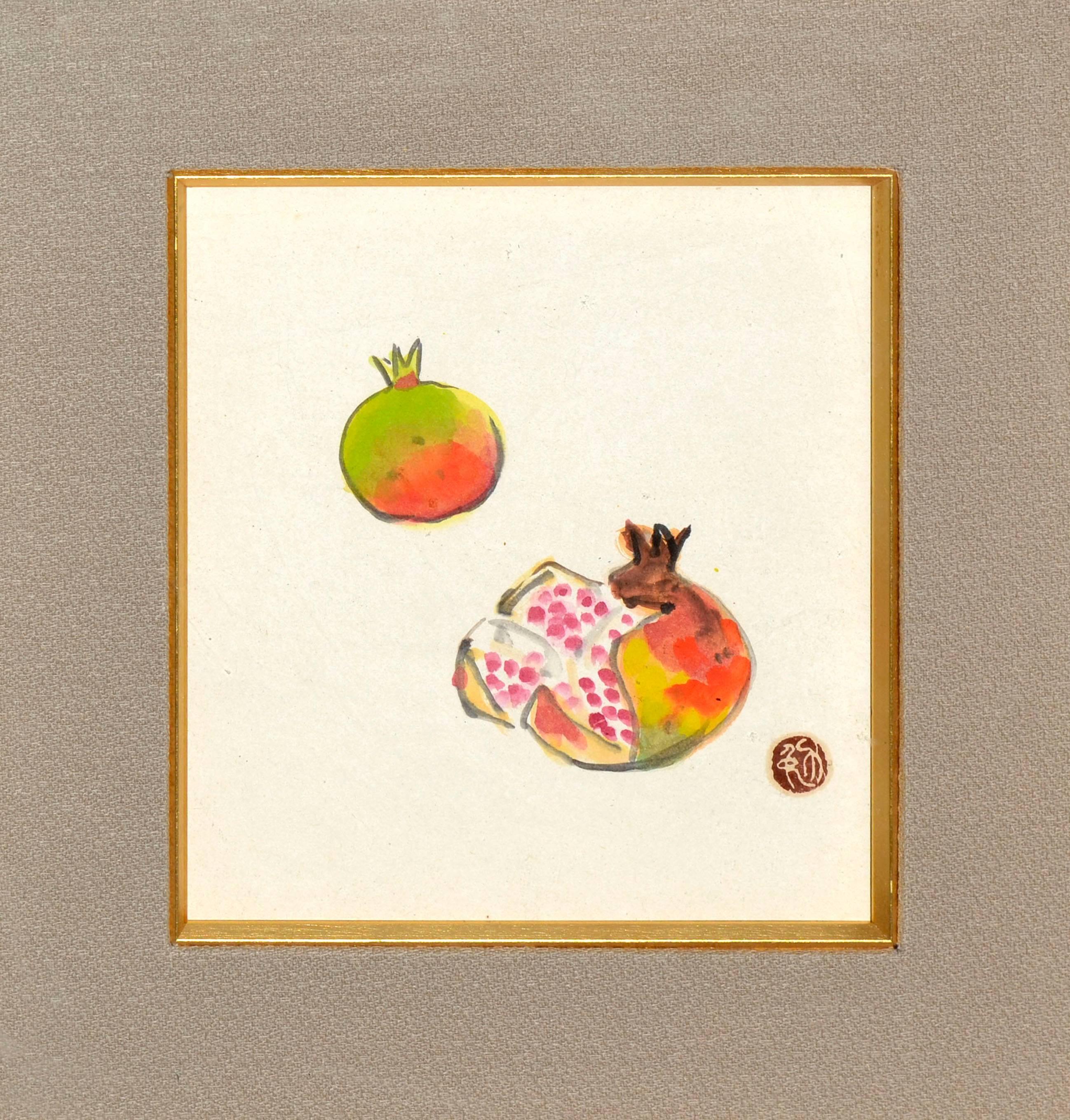 Pomegranates Still-Life  - Painting by Unknown